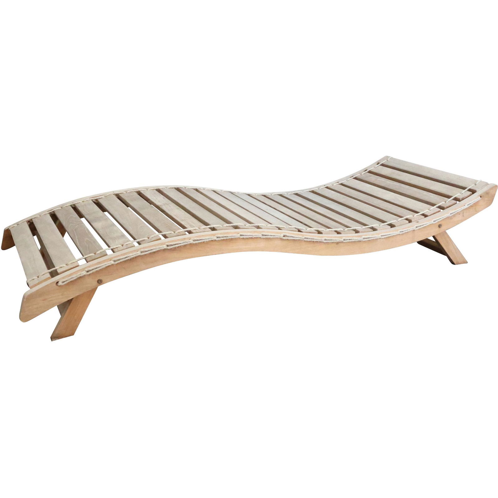 Teak Wood "WAVE" Day Bed Recamier Modern Design: Teak Wood "WAVE" Day Bed Recamier Modern Design. size: 14.75 x 30 x 79