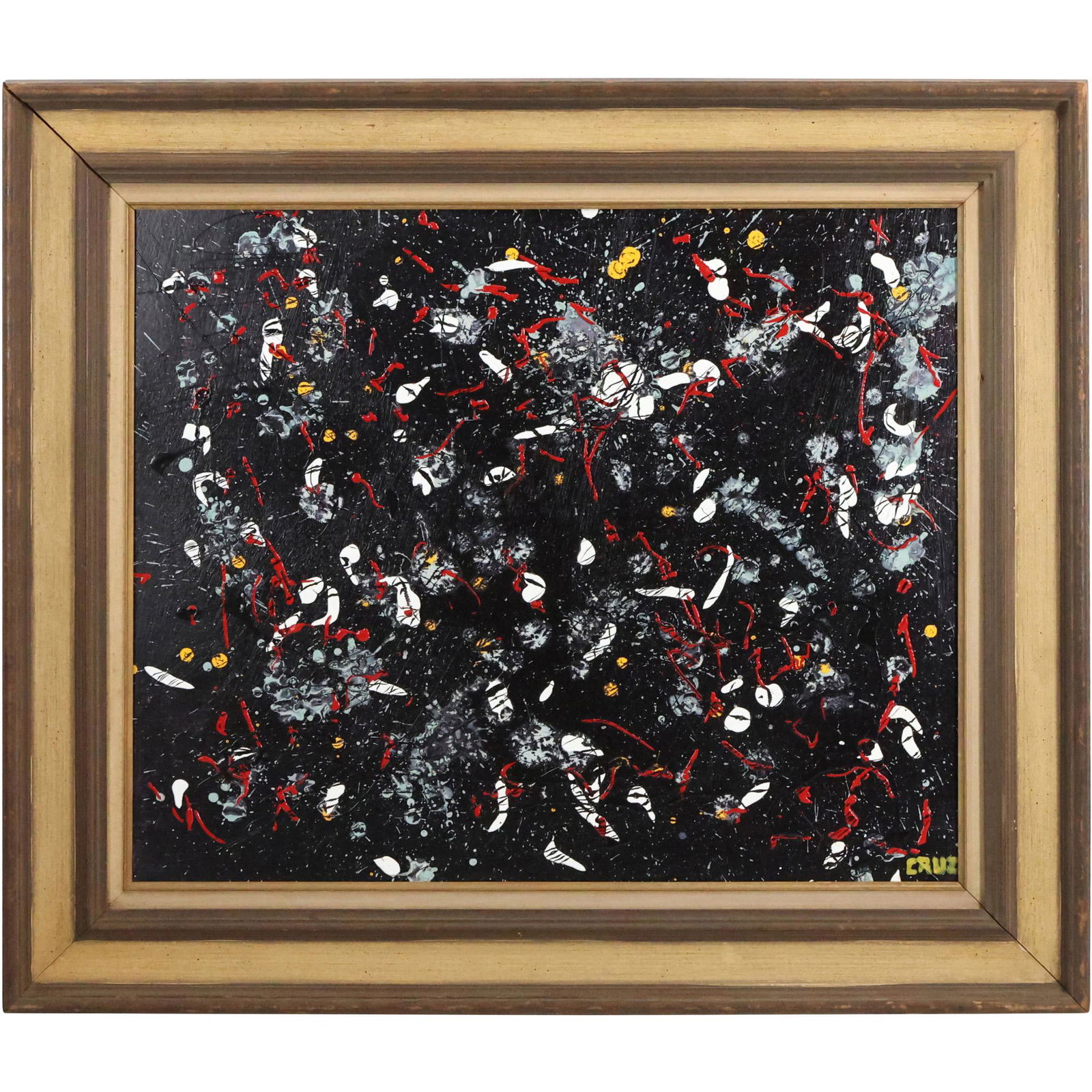 Signed Cruz, 20th C. Abstract Oil on Board Painting, Framed (1 of 11)