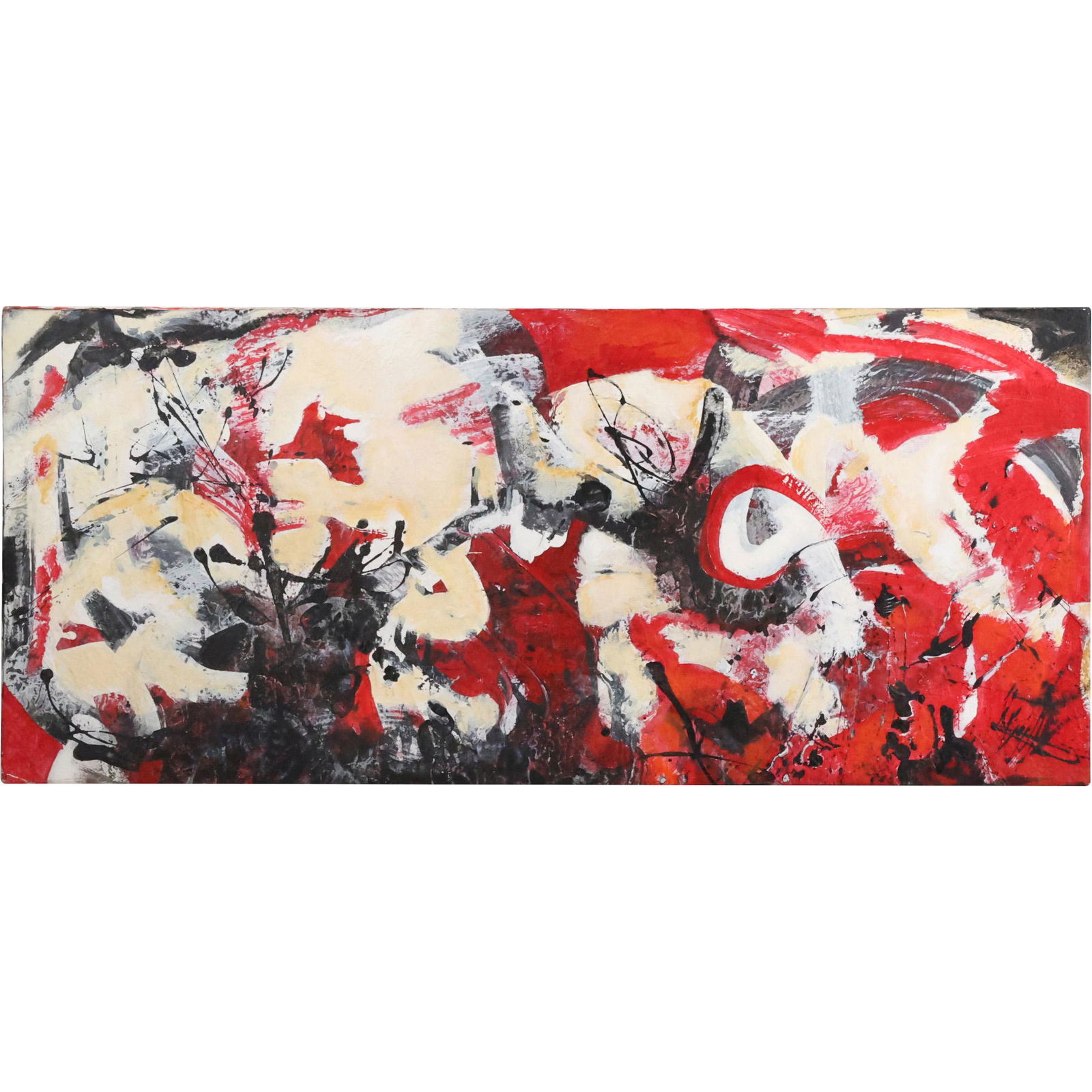 Susan Reingold, 20th C. Oil on Canvas Painting "Red Abstract" (1 of 14)