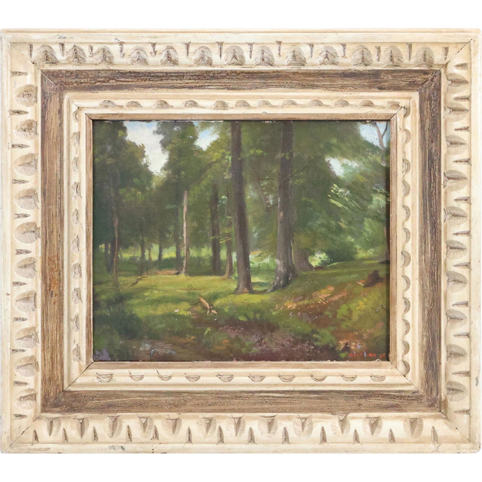 Signed Vintage Oil on Board Painting Dense Forest Landscape, Titled on Verso (1 of 11)