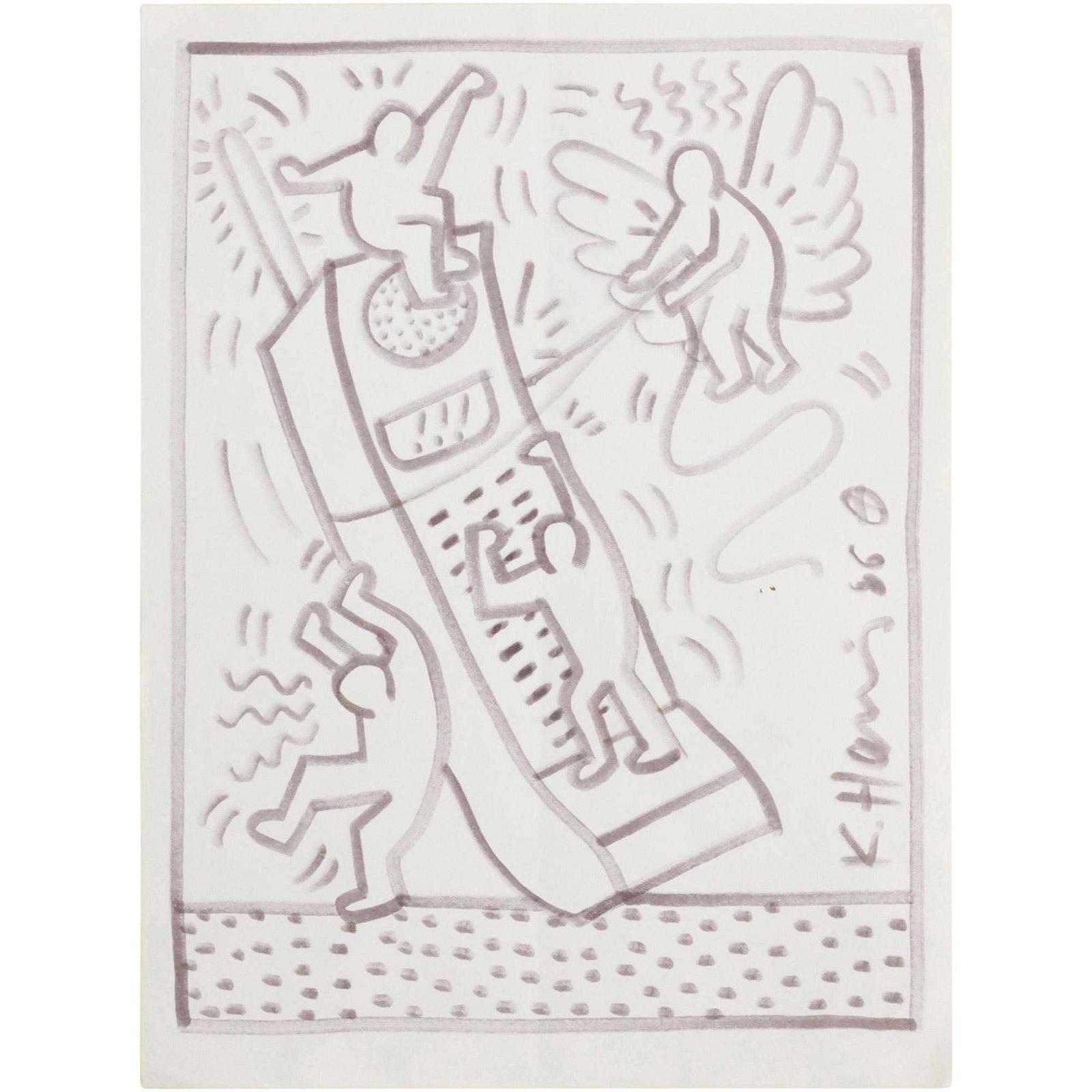 Keith Haring 1986, Felt Tip Artwork Figures and Phone: Keith Haring 1986, Felt Tip Artwork Figures and Phone. size: 11 x 8.25. ASKart: Keith Haring (1958 - 1990) was active/lived in New York, Pennsylvania. Keith Haring is known for Pop-modern graffiti, fi