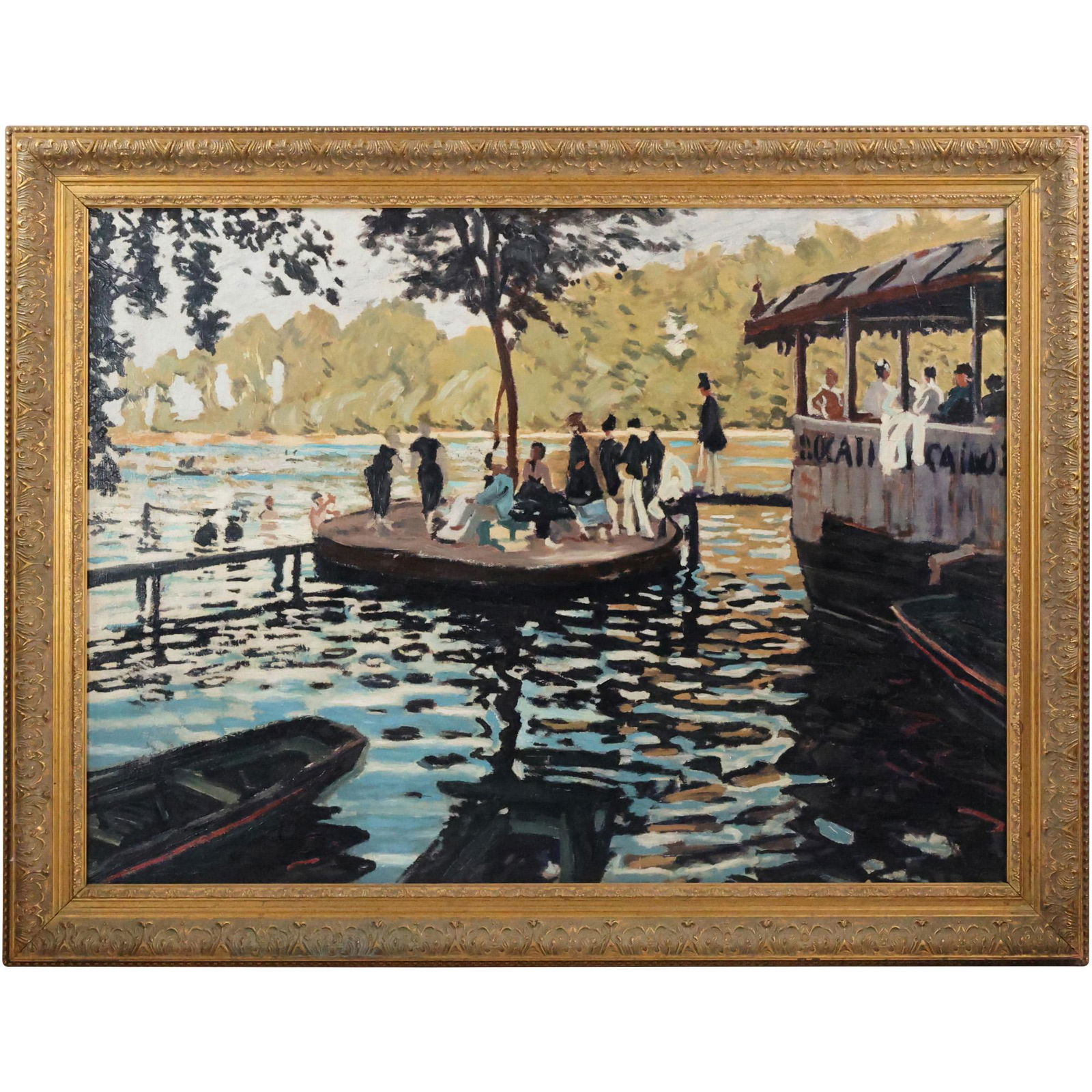 Michael Molly, Museum Quality Replica of Claude Monet Painting on Canvas, Stamped on Verso: Michael Molly, Museum Quality Replica of Claude Monet Painting on Canvas, Stamped on Verso. size: 29 x 39, 35.25 x 45.25 outside frame