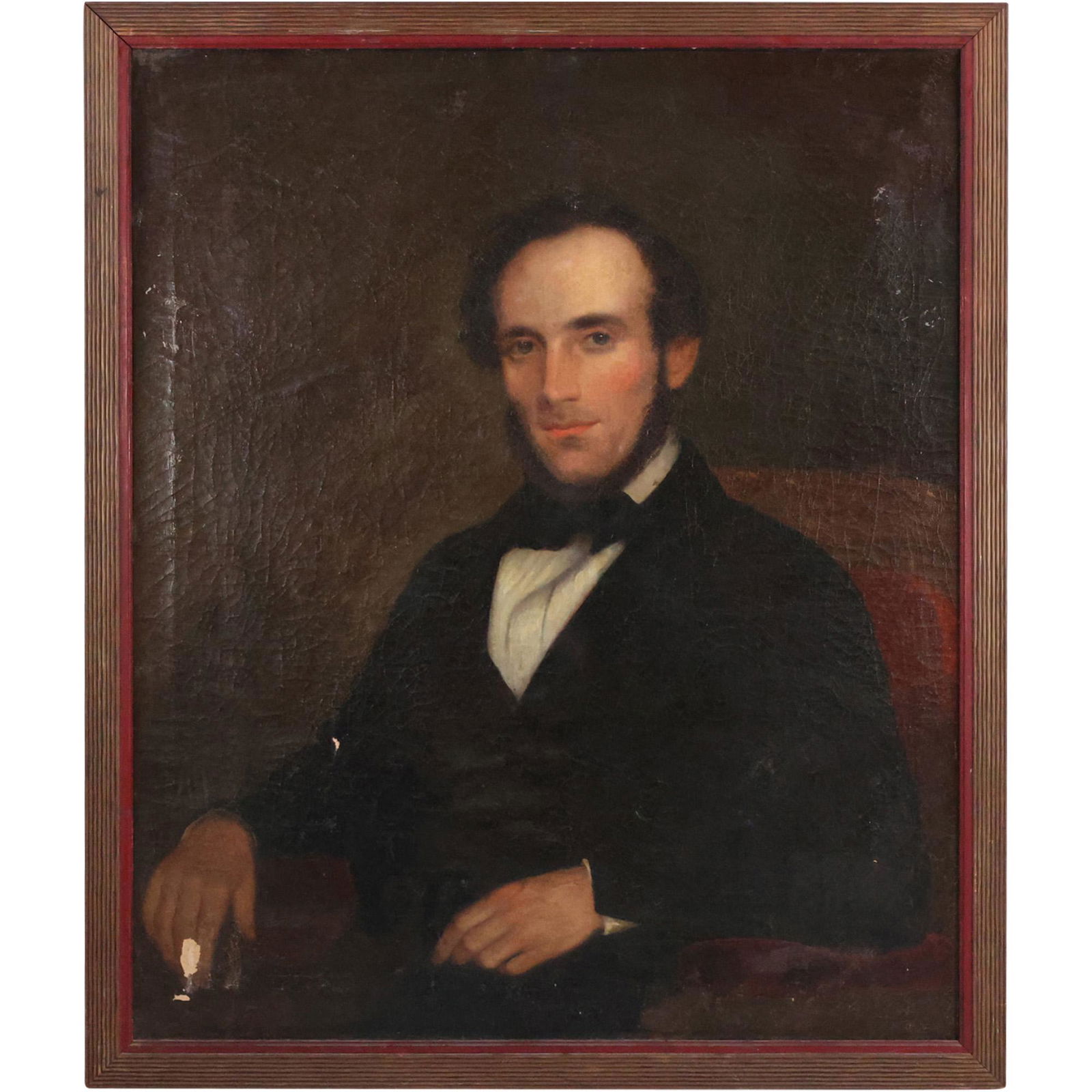 AMMI PHILLIPS Attributed 19th C. Oil on Canvas Painting Portrait Distinguished Gentleman (1 of 14)
