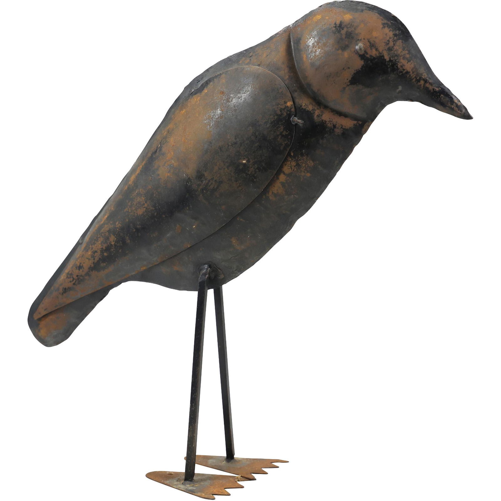 Large 20th C. Folk Art Welded Metal Shore Bird Figure Sculpture 18 in. height (1 of 17)