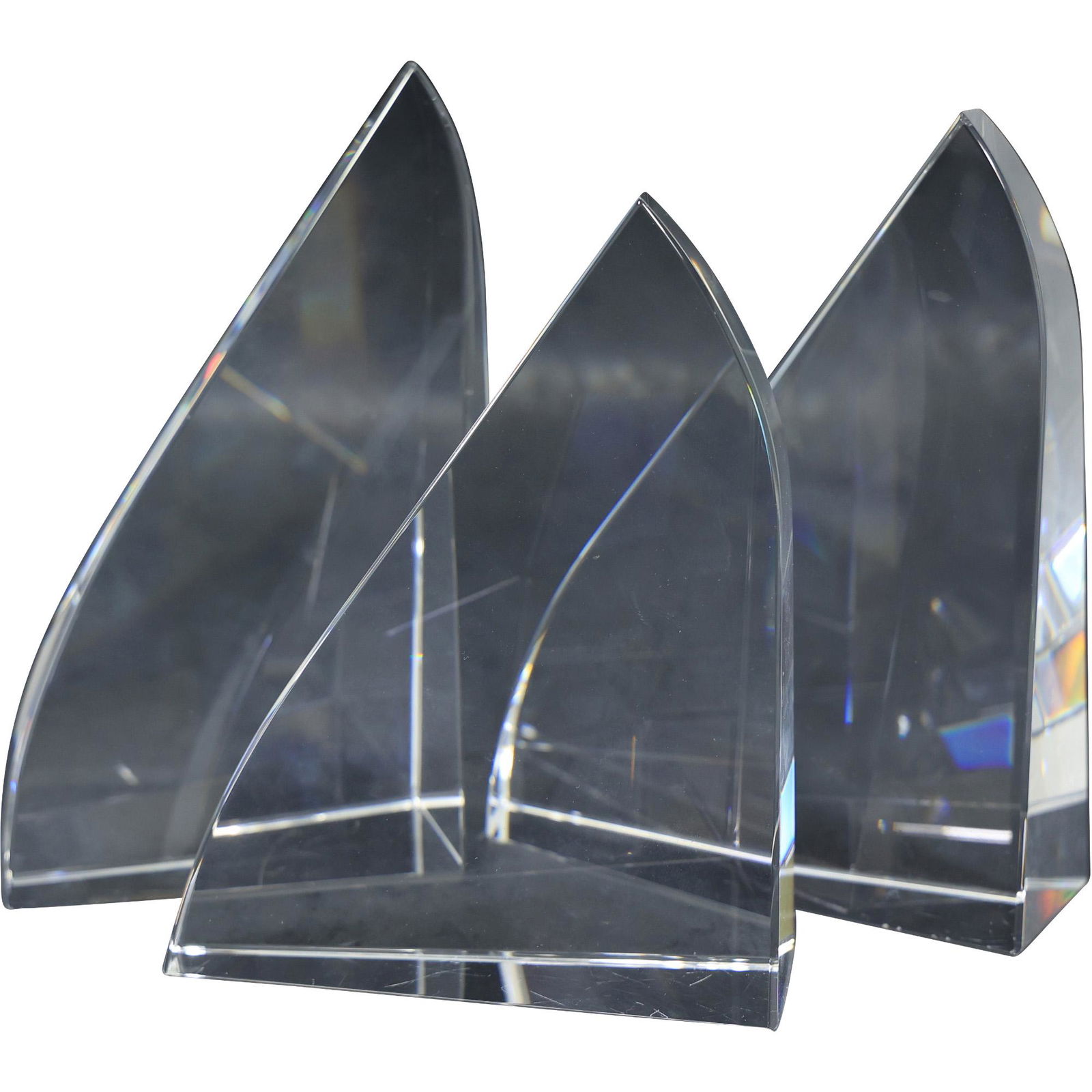 [3] Mid-Century Modern Lucite Triangular Sculptures Bookends (1 of 14)
