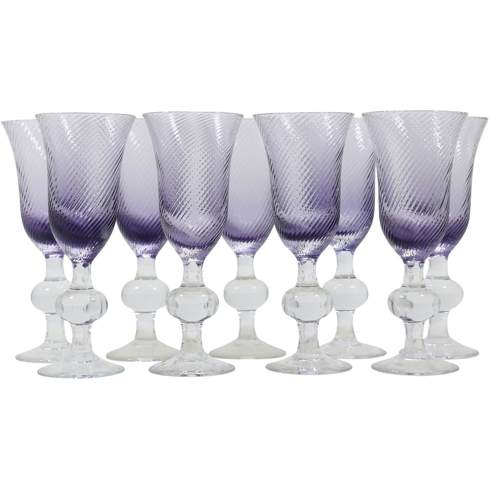 [9] Purple Amethyst Swirl Glass Stemmed Goblets (1 of 18)