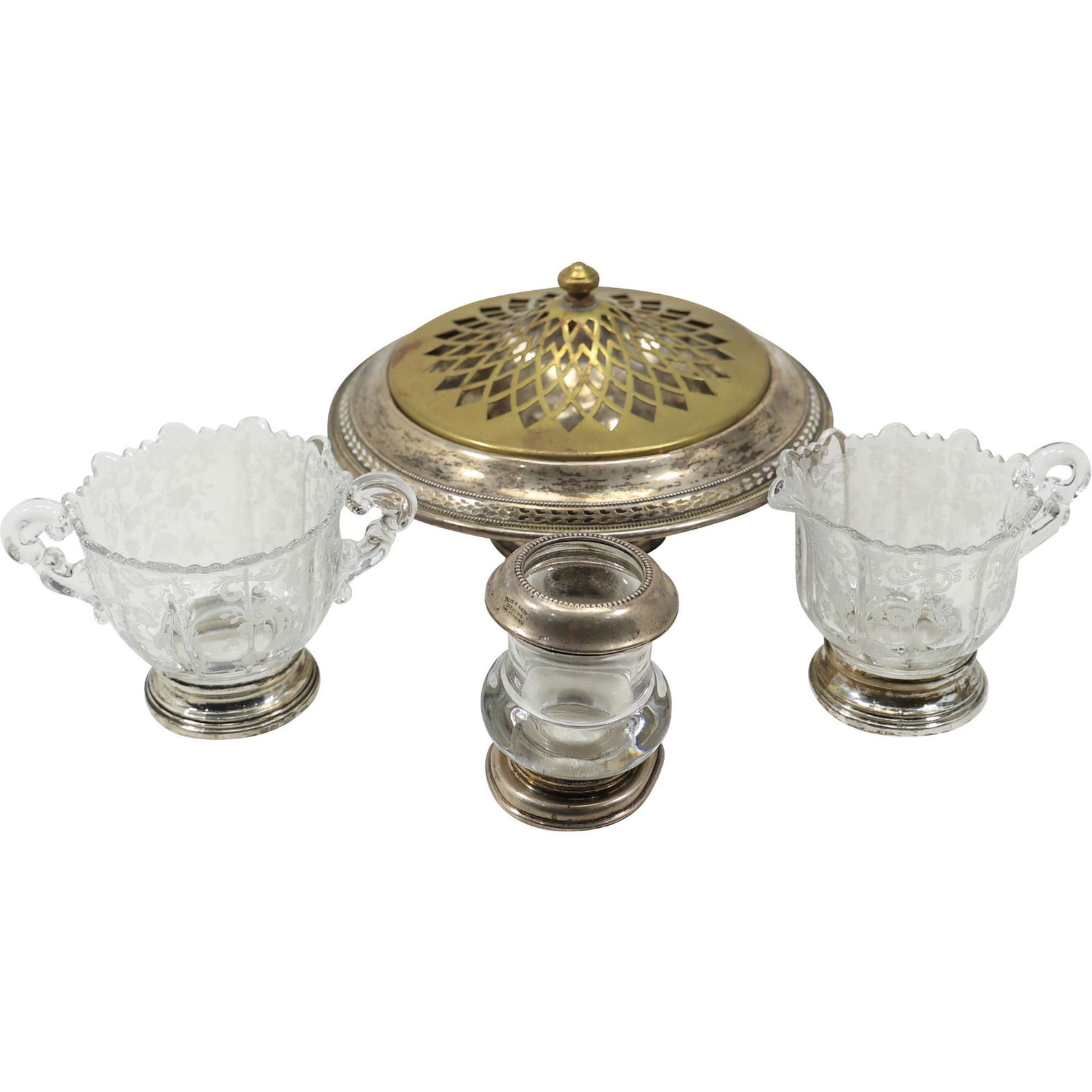 [4] Assorted Sterling Silver Base Compote, Sugar, Creamer and Toothpick Holder (1 of 19)