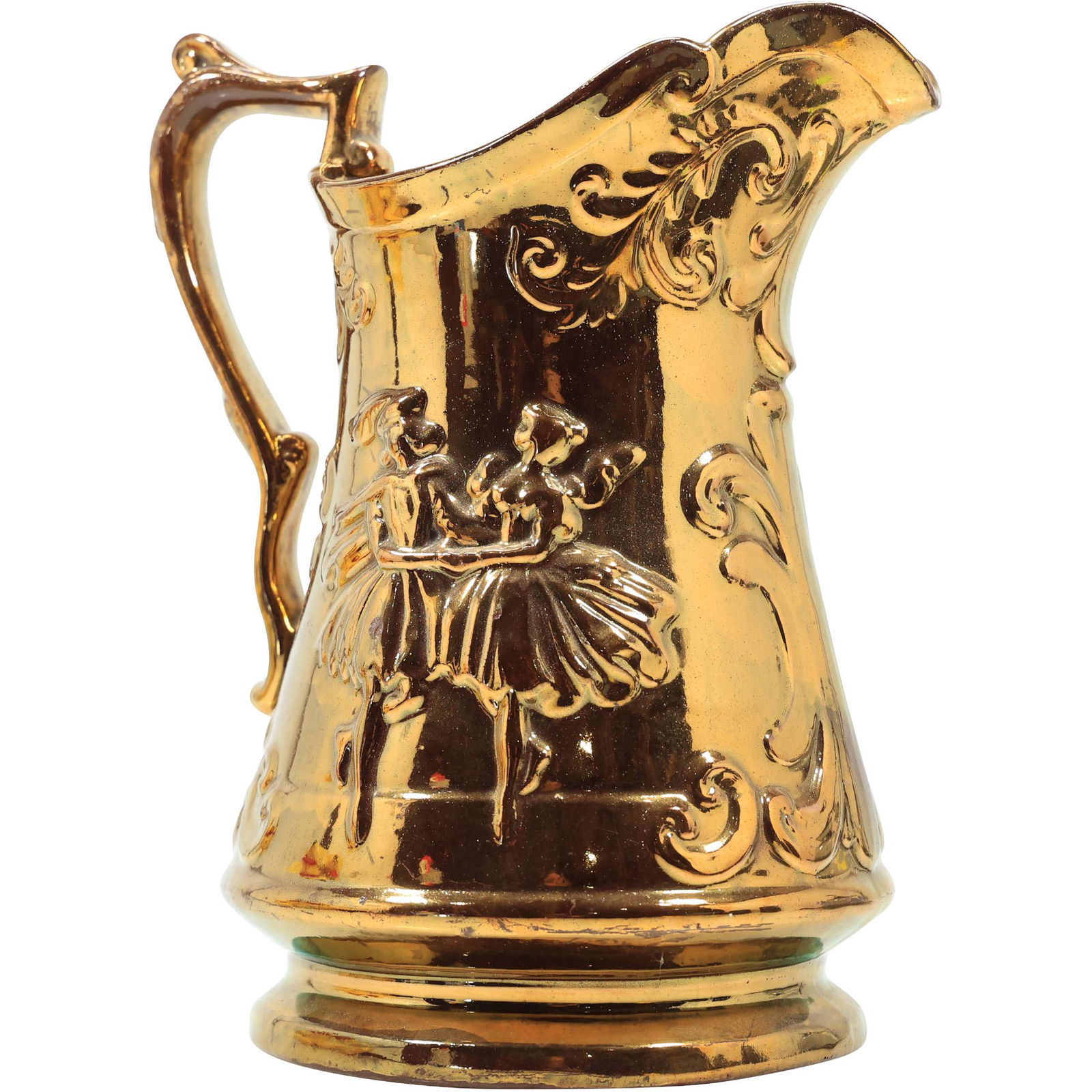 Antique 19th C. Gold Gilt Lustre Ware Water Pitcher (1 of 14)
