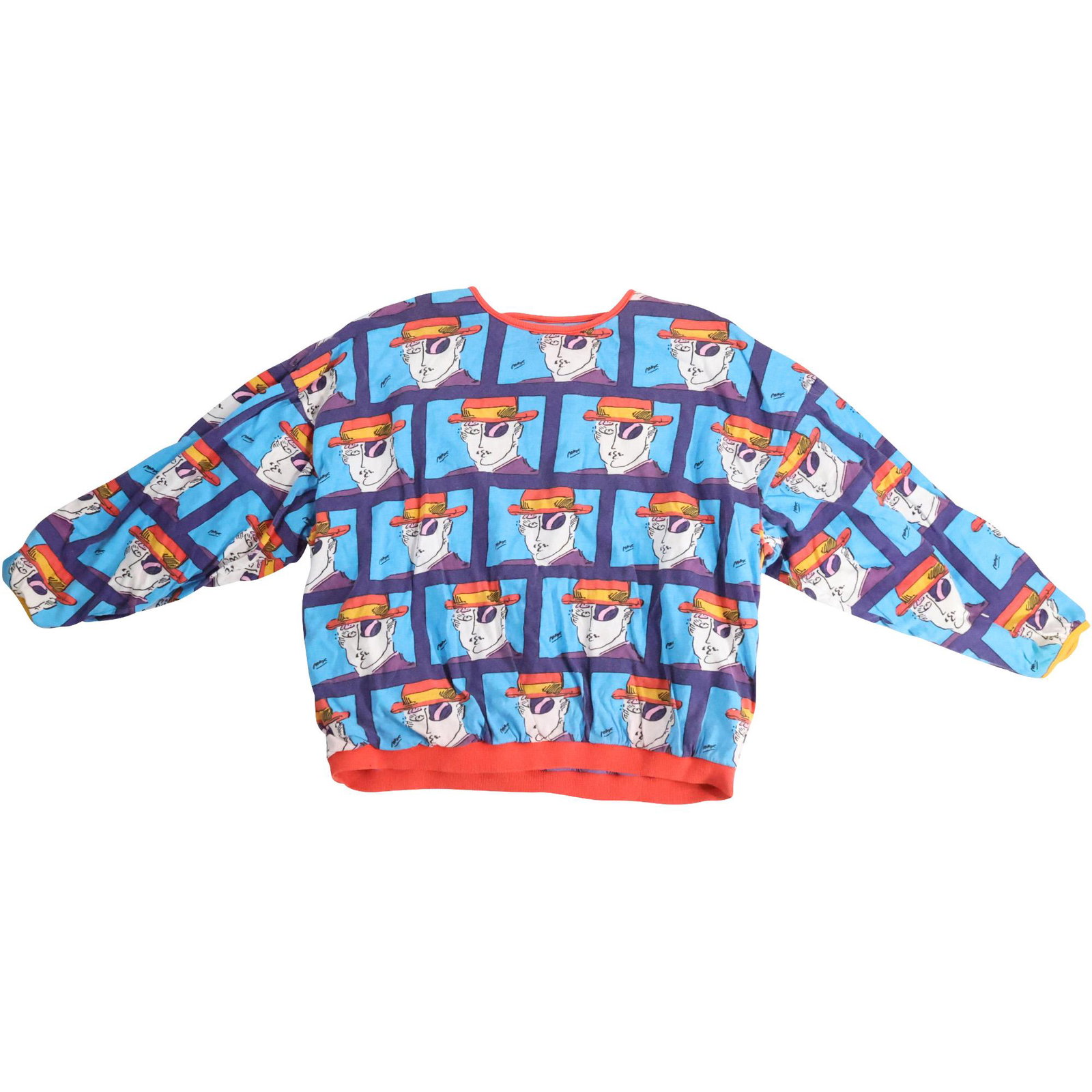 PETER MAX Crewneck Long Sleeve Shirt POP ART Portrait Man with Patch on Eye (1 of 8)