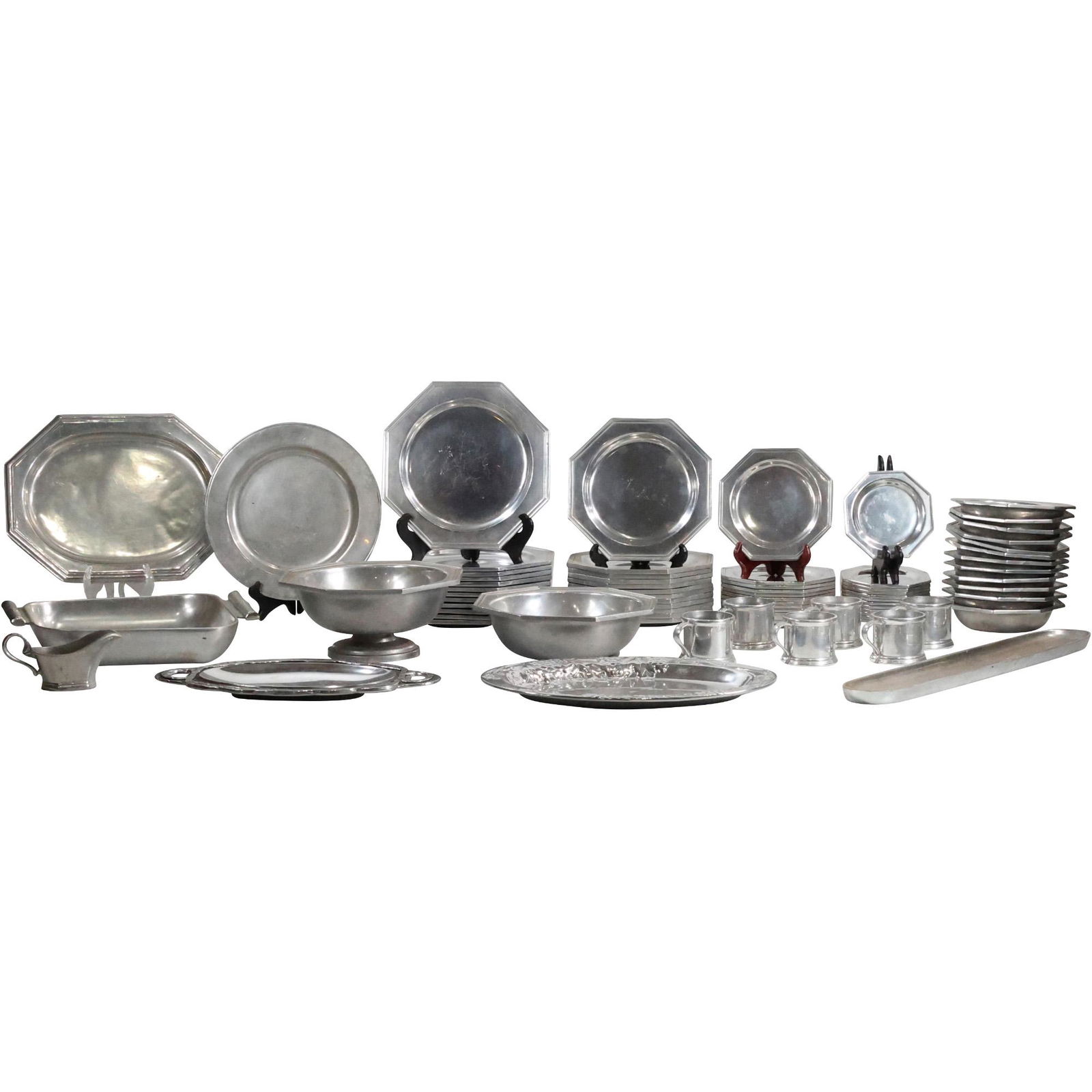 75 Pieces Assorted Fine PEWTER Dinner Ware (1 of 20)