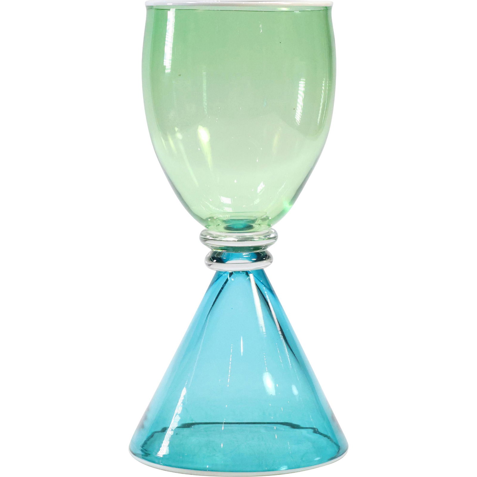 Mid-Century Modern 2-Color "Hourglass" Glass Goblet: Mid-Century Modern 2-Color "Hourglass" Glass Goblet. p> size: 8 x 4