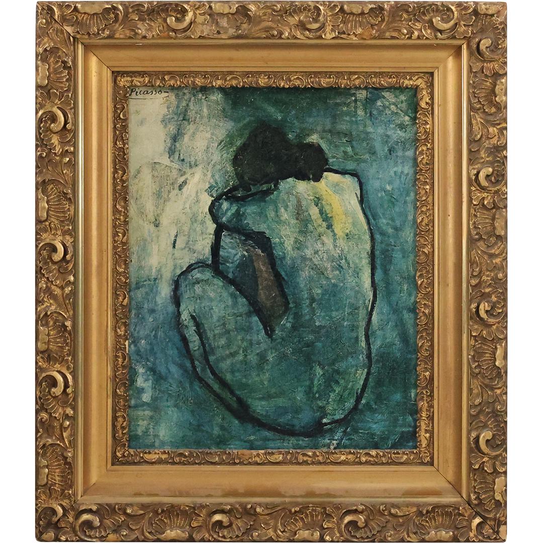 Pablo Picasso, Vintage Lithograph Seated Female Backside Nude, Framed, Signed in Plate: Pablo Picasso, Vintage Lithograph Seated Female Backside Nude, Framed, Signed in Plate. size: 20 x 16, 29 x 25 outside frame