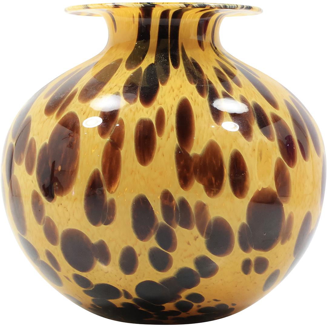 Mid-Century Modern Amber Glass Vase with Brown Accent Spots (1 of 14)