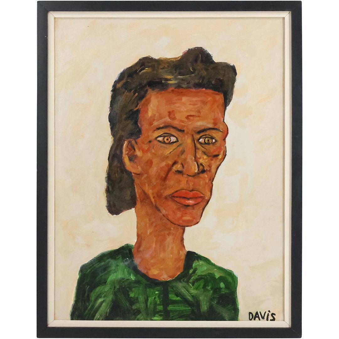 Signed DAVIS, Oil on Canvas Painting African American Portrait (1 of 10)