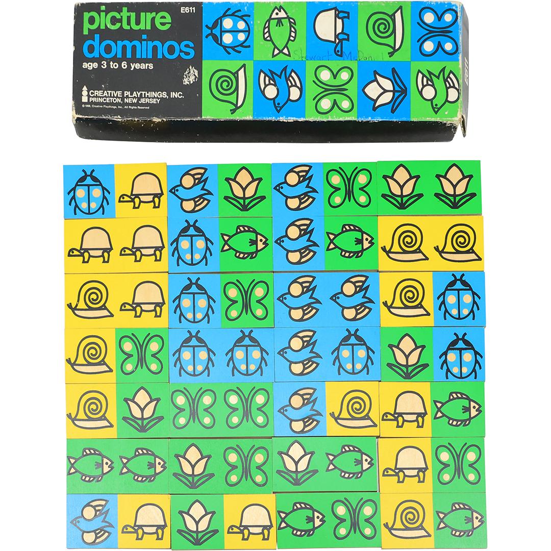 Mid-Century Modern 28 pc. PICTURE DOMINOS in Original Box: Mid-Century Modern 28 pc. PICTURE DOMINOS in Original Box. size: 1h 13.5w