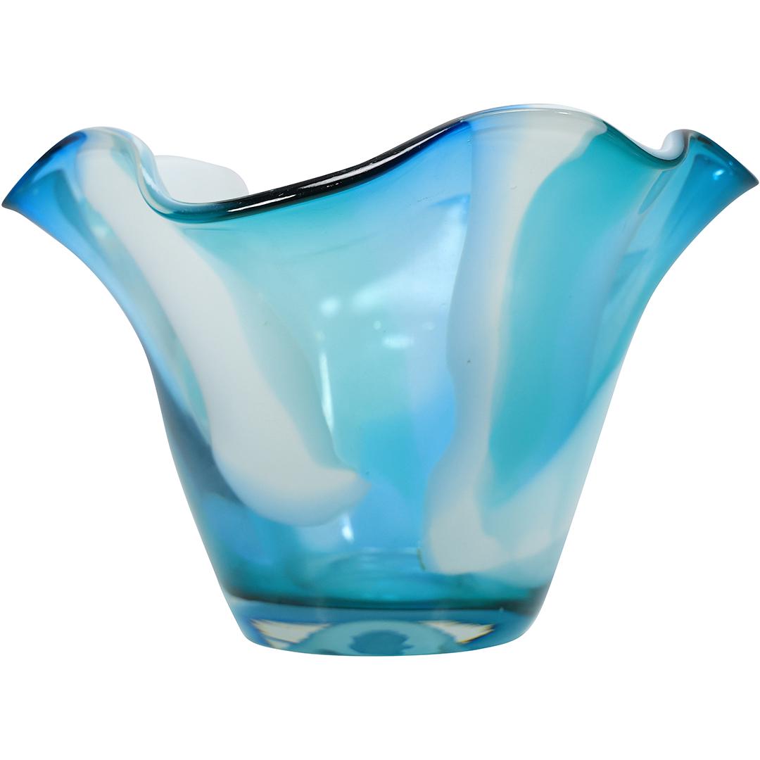 Royal Gallery Poland Blue and White Glass Free Form Bowl - Original Label (1 of 15)