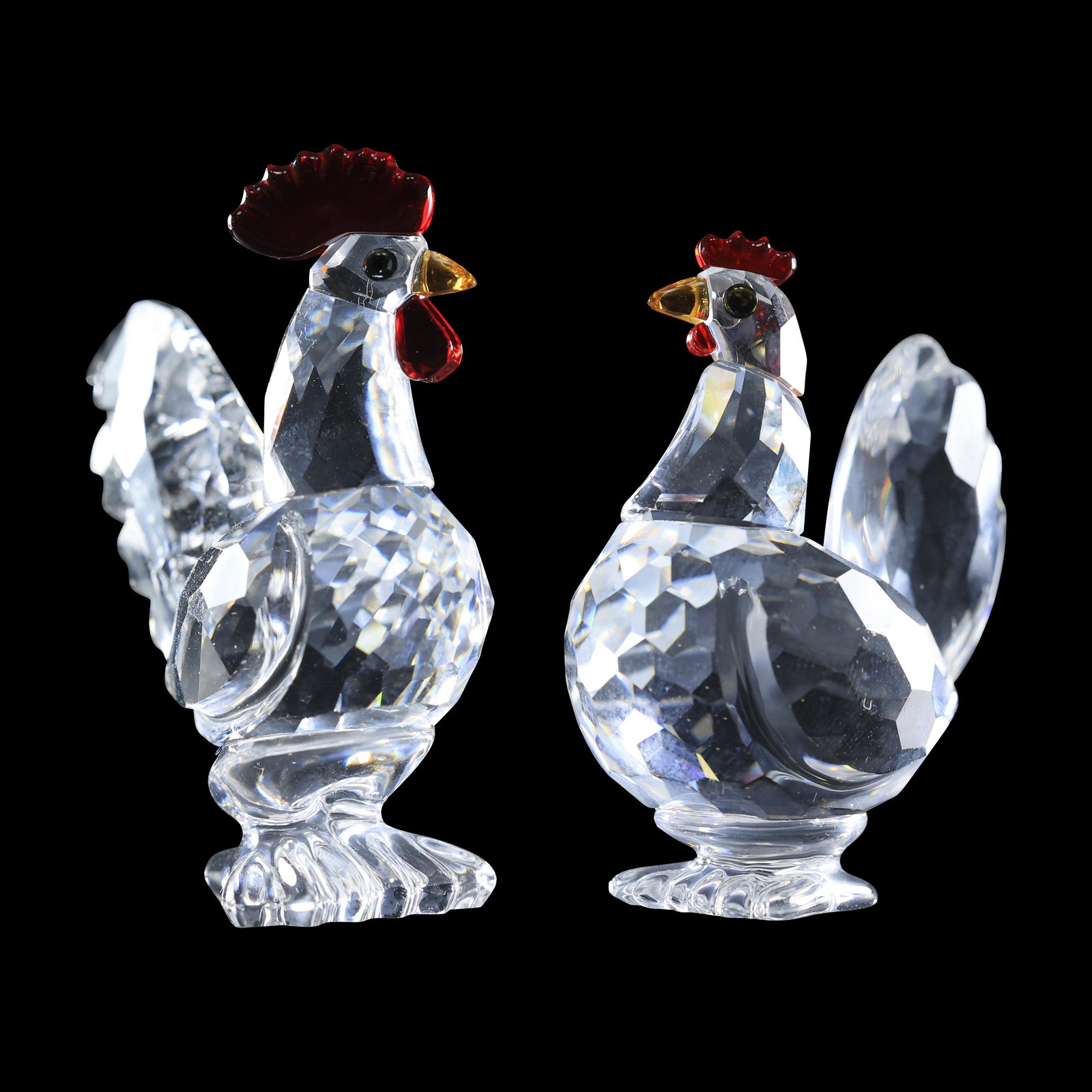 [2] Swarovski Faceted Crystal Glass Rooster Figures Signed with Swan mark (1 of 14)