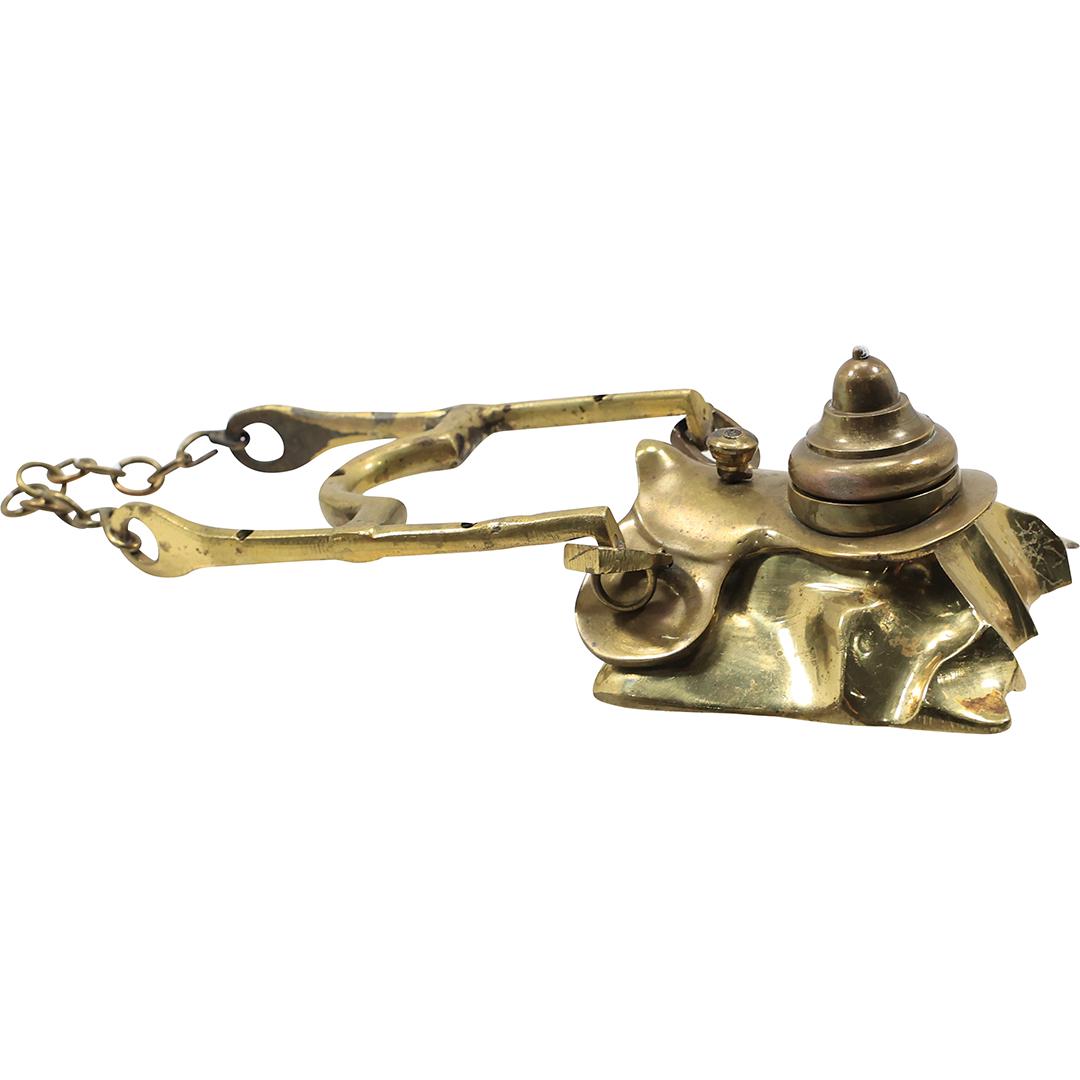 Unique Brass Equestrian Saddle INK WELL - Original Patina (1 of 13)