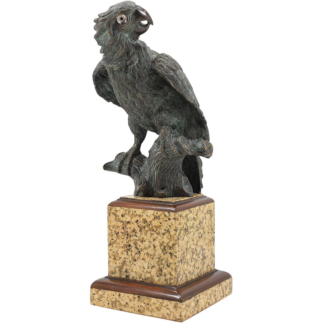 Quality BRONZE PARROT Figure Sculpture, Good Detail, on a Pedestal Base - Original Patina (1 of 17)