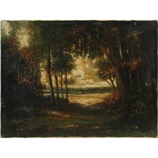 Ferdinand Danton, 1877-1939 American; Barbizon Landscape with Natural Illumination Oil/c: Ferdinand Danton, 1877-1939 American; Barbizon Landscape with Natural Illumination Oil/c. Oil on Canvas Painting; Signed. Vintage. size: 24 x 32. ASKart: Ferdinand Danton, Jr (1877 - 1939) was active/