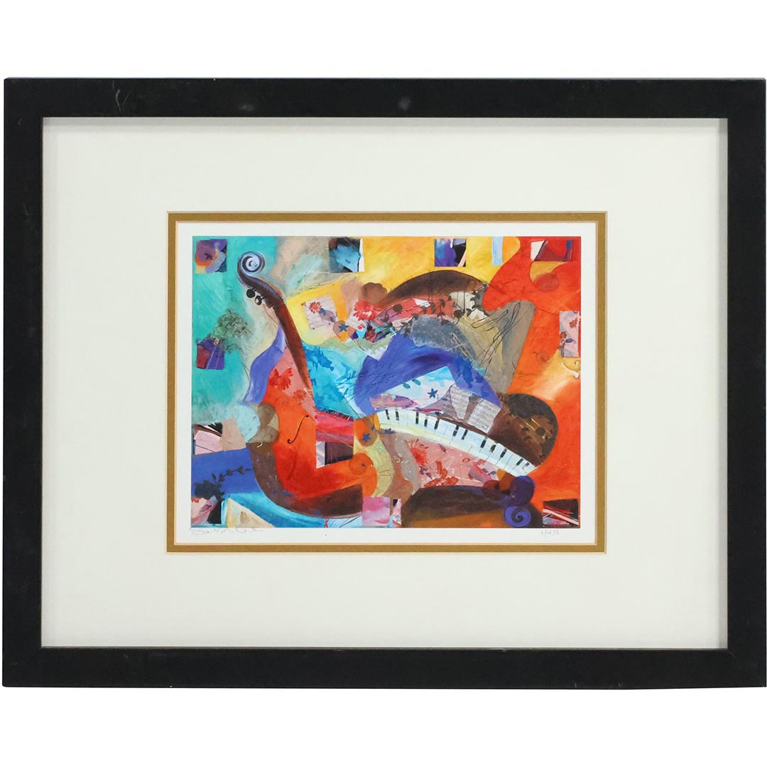 Pencil Signed Serigraph Colorful Abstract Collage of Musical Instruments (1 of 11)