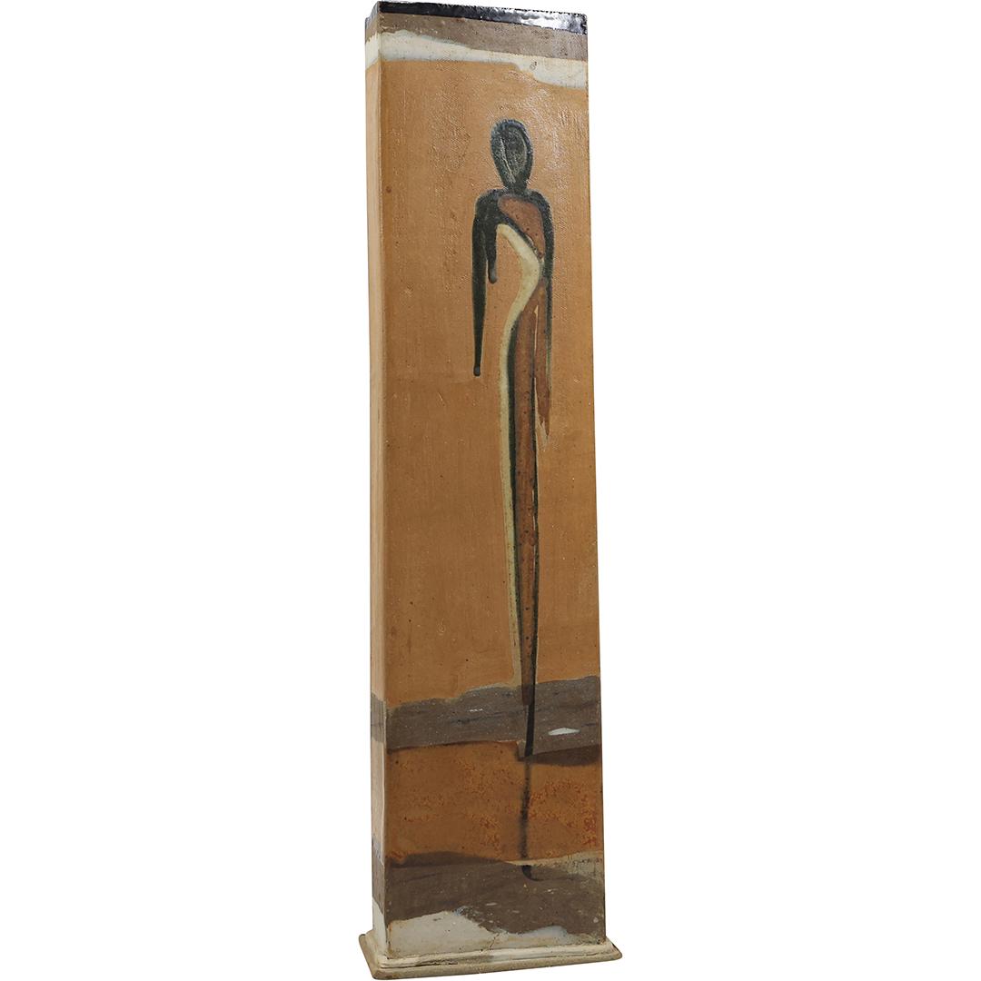 Signed Studio  Thin Art Pottery Vase Full Portrait of a Fashion Woman (1 of 16)