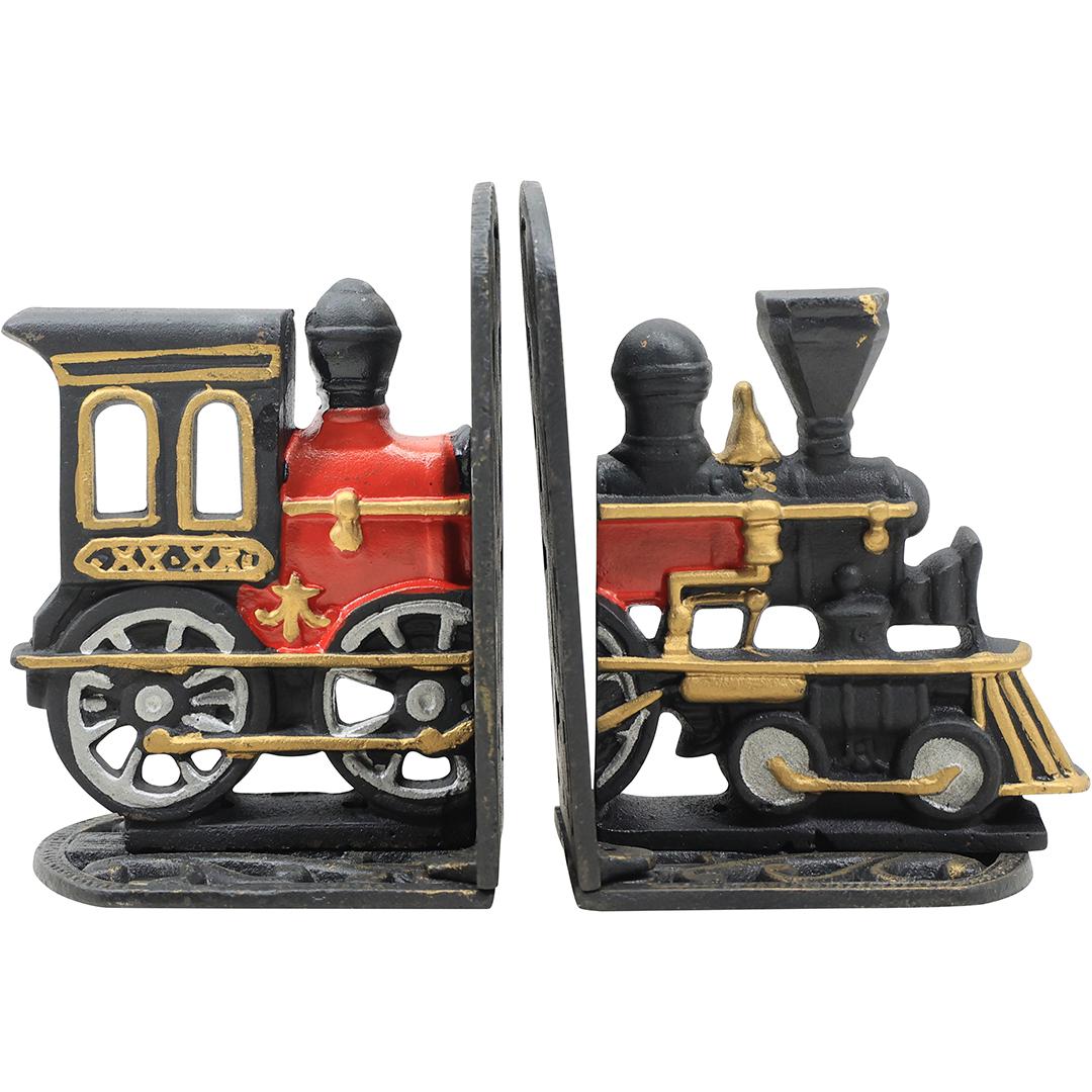 Novelty Cast Iron Locomotive Train Bookends in Original Paint Finish (1 of 13)