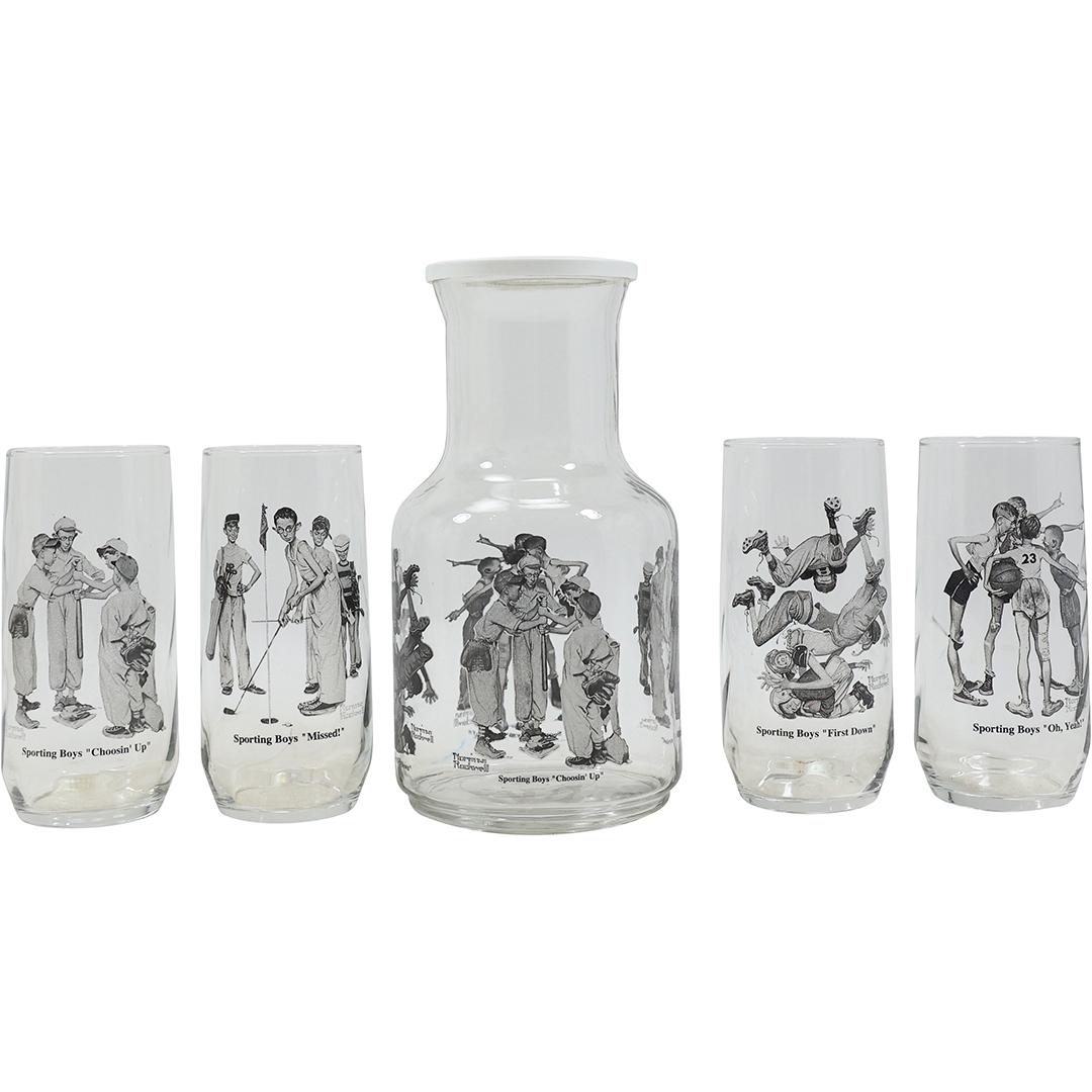 5 Pc. Glass Lemonade Set with Sports Scenes Motif (1 of 15)