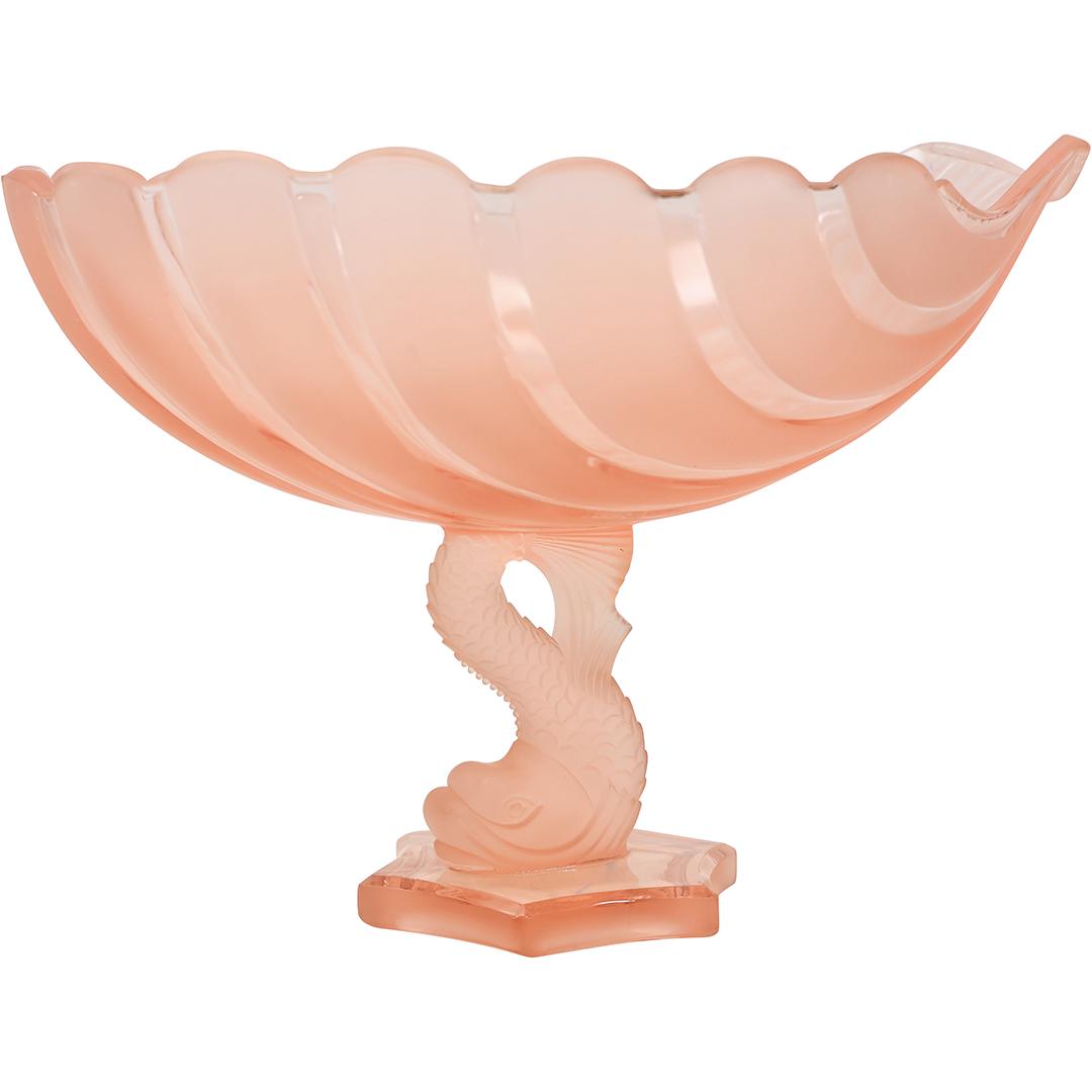 Pink Glass Shell Bowl on Serpent Figural Pedestal Base (1 of 15)
