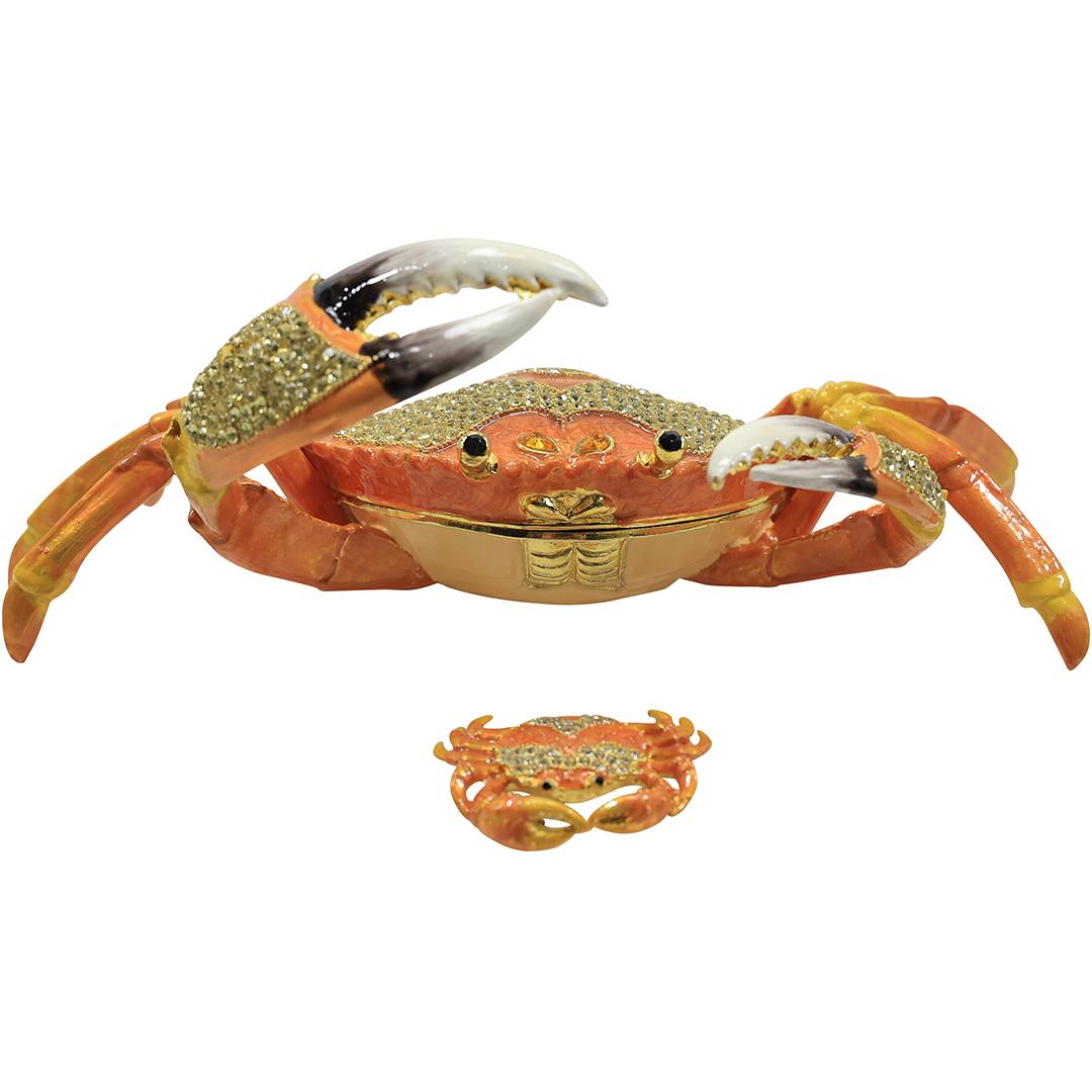 [2] Metal Enameled CRAB Trinket Box & Metal Enameled CRAB Pin /Brooch (1 of 20)