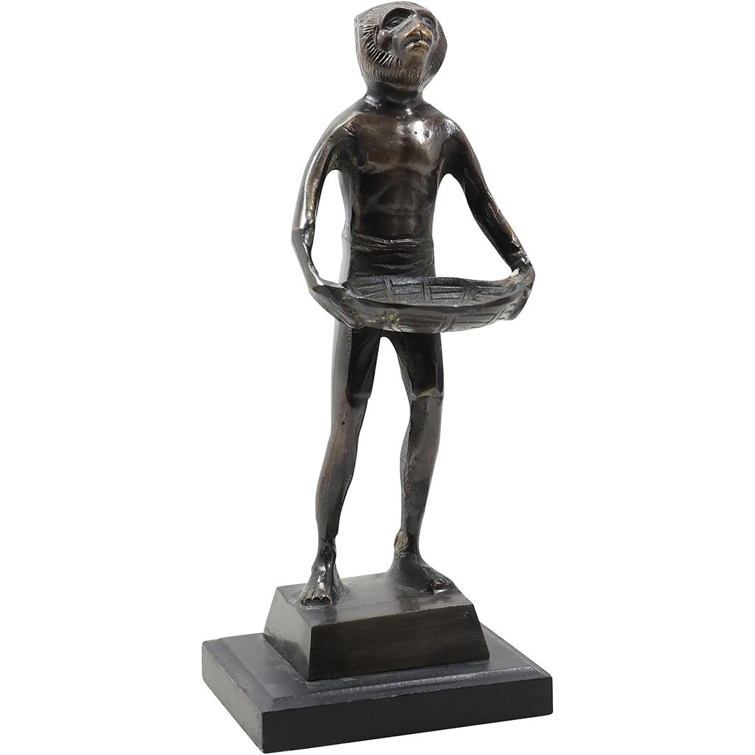 Bronze Whimsical MONKEY Figure Holding a Basket - Good Patina Finish, 10.5 in. height (1 of 17)