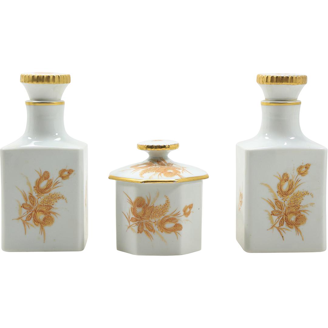 [3] LIMOGES FRANCE Fine Porcelain Vanity Cologne Bottles and Jar (1 of 17)