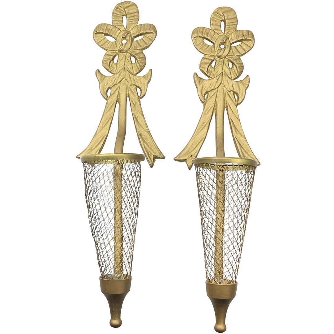 [2] Cast Bronze French Wall Mount Cone Vases (1 of 13)