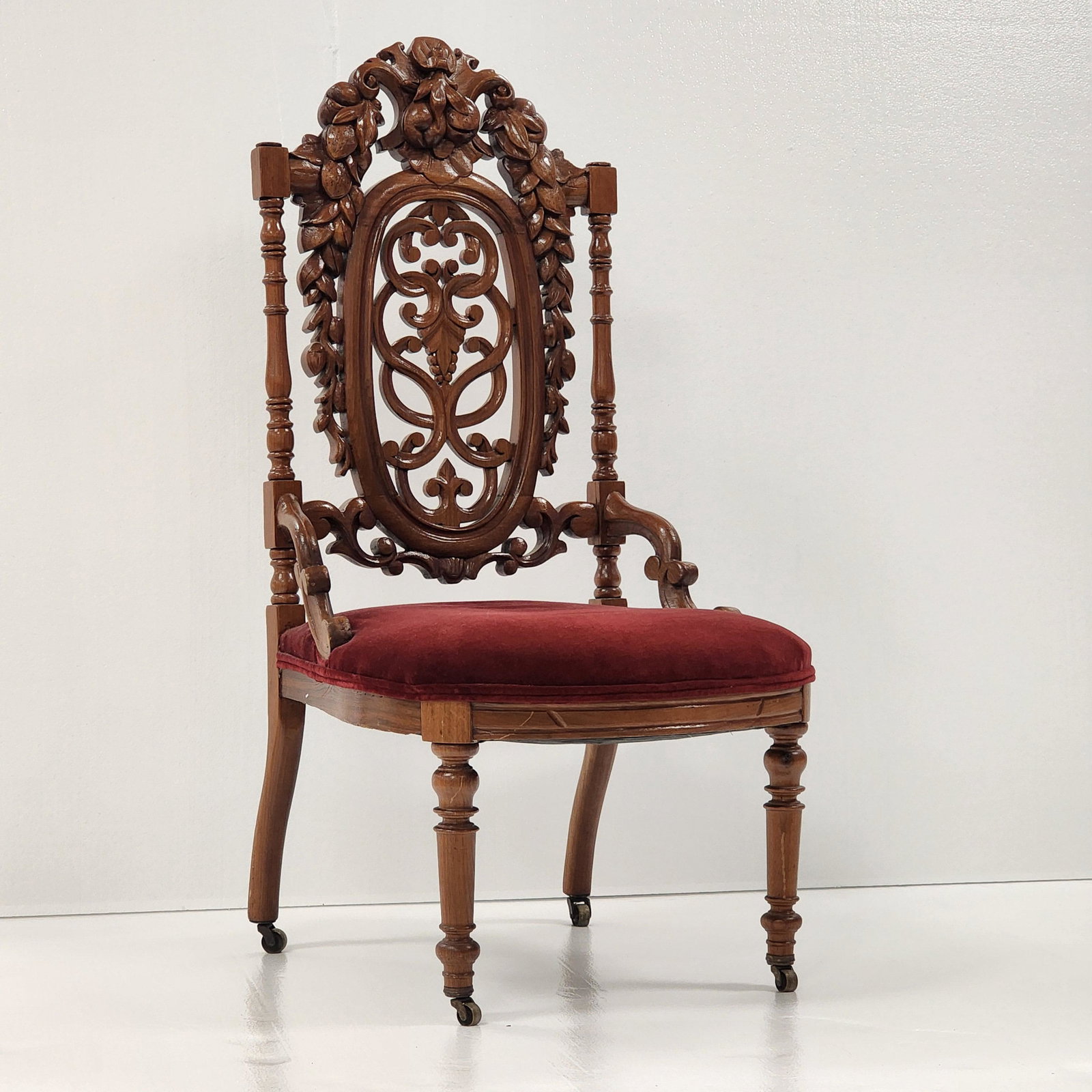 Ornate Carved Victorian Parlor / Music Room Chair. Walnut. Attributed to J&JW Meeks, NY (1 of 14)