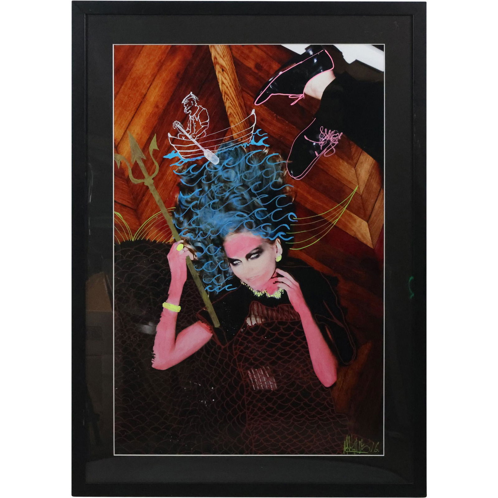 Artist Signed, Mixed Media, Devil Woman, Framed (1 of 15)