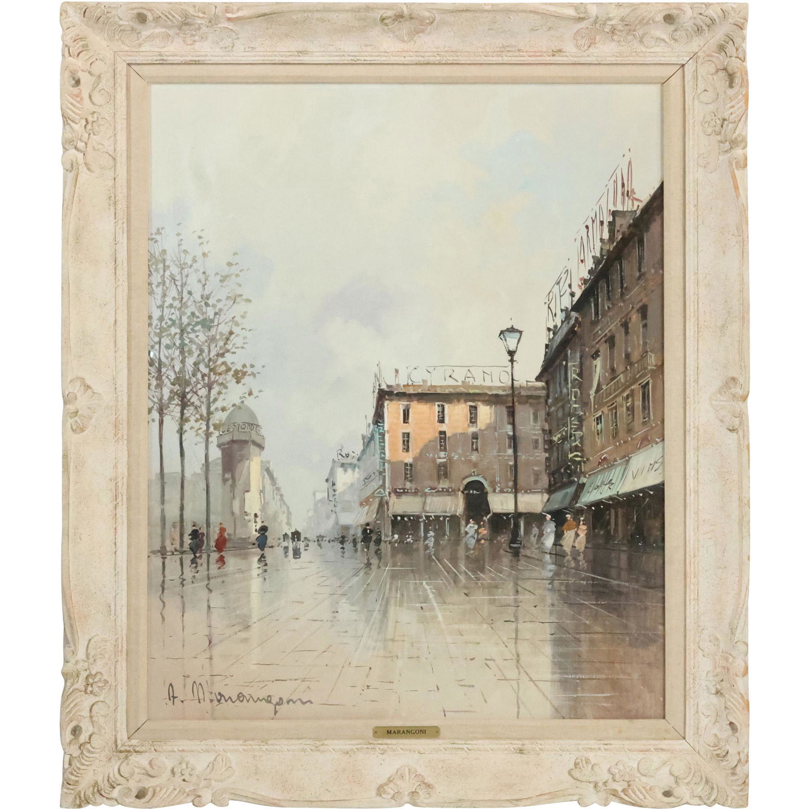 Aldo Marangoni, Italy, Oil on Canvas Painting, Busy Italian Street Cityscape: Aldo Marangoni, Italy, Oil on Canvas Painting, Busy Italian Street Cityscape. size: 30 x 24, 36.75 x 30.75 outside frame. ASKart: Aldo Marangoni (20th century) was active/lived in Italy. Aldo Marangon
