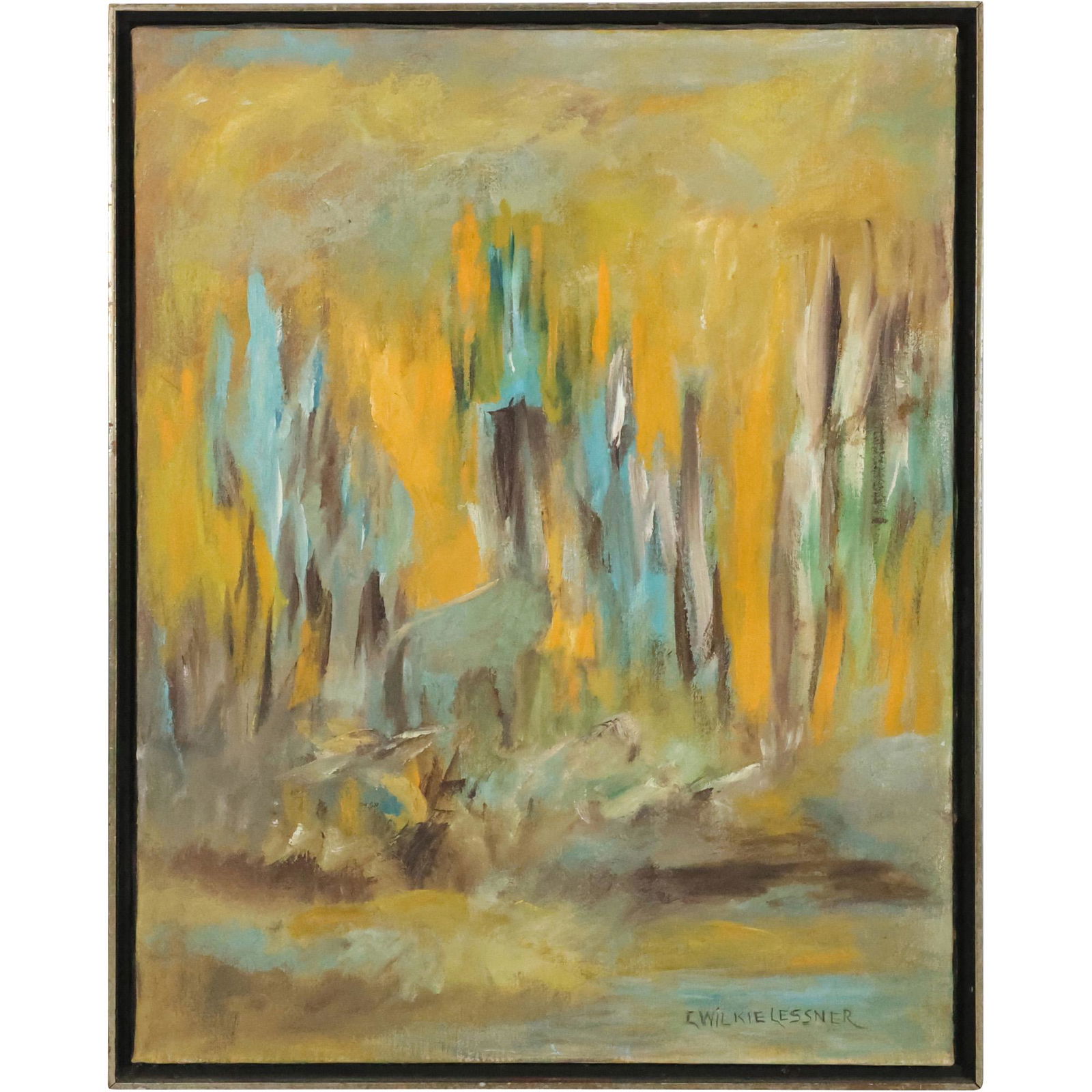 Catherine Wilkie Lessner, Maryland, 20th C. ABSTRACT OIL PAINTING on Canvas, Signed (1 of 14)