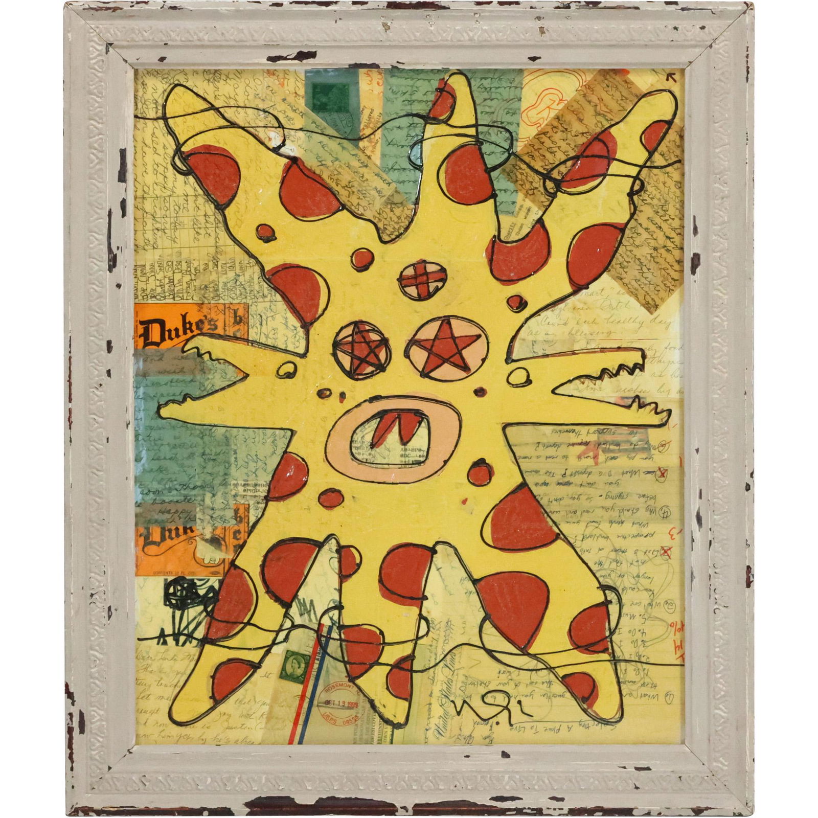 Wayne Cunningham, 20th C. American, Mixed Media Acrylic ABSTRACT FIGURE, Signed (1 of 12)