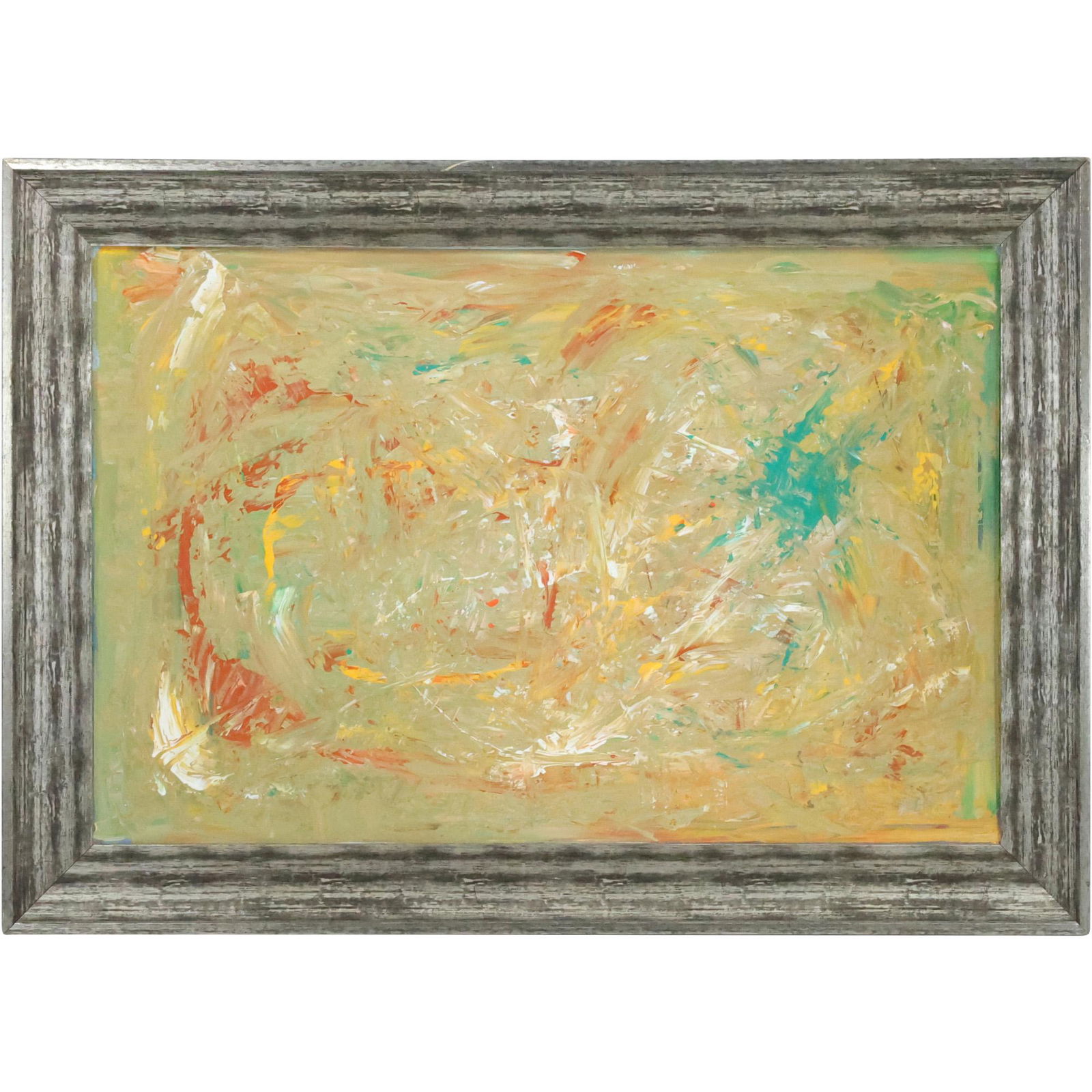Signed MULLIN and with MONOGRAM "M" Abstract Oil Painting on Board, Framed (1 of 16)