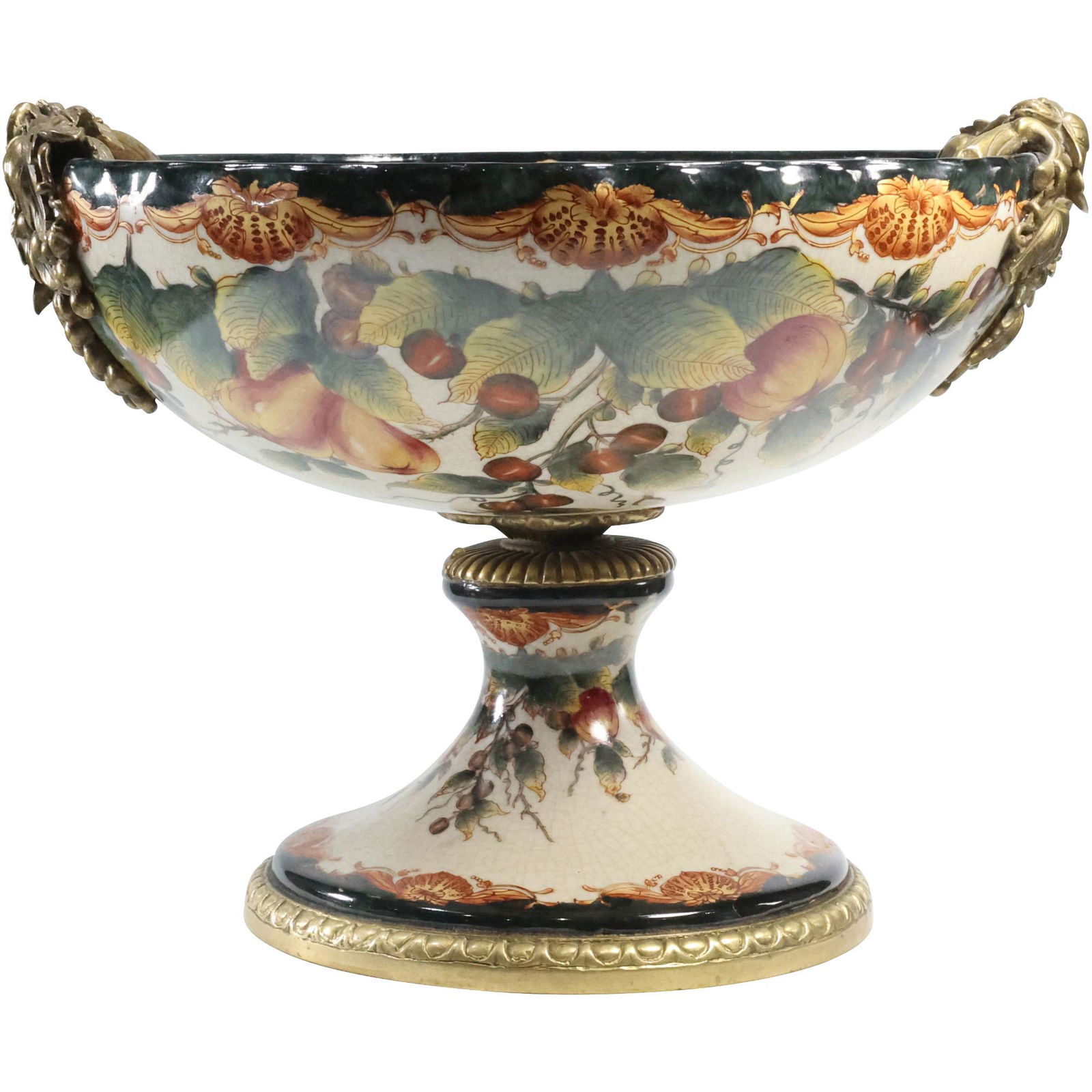 Fine Quality 20th C. Decorated Porcelain Compote Mounted in Bronze (1 of 12)