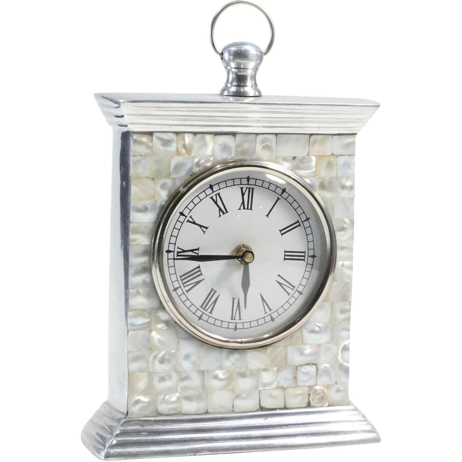 Modern Design Cast Aluminum and MOP Decorative Mantle Clock (1 of 12)