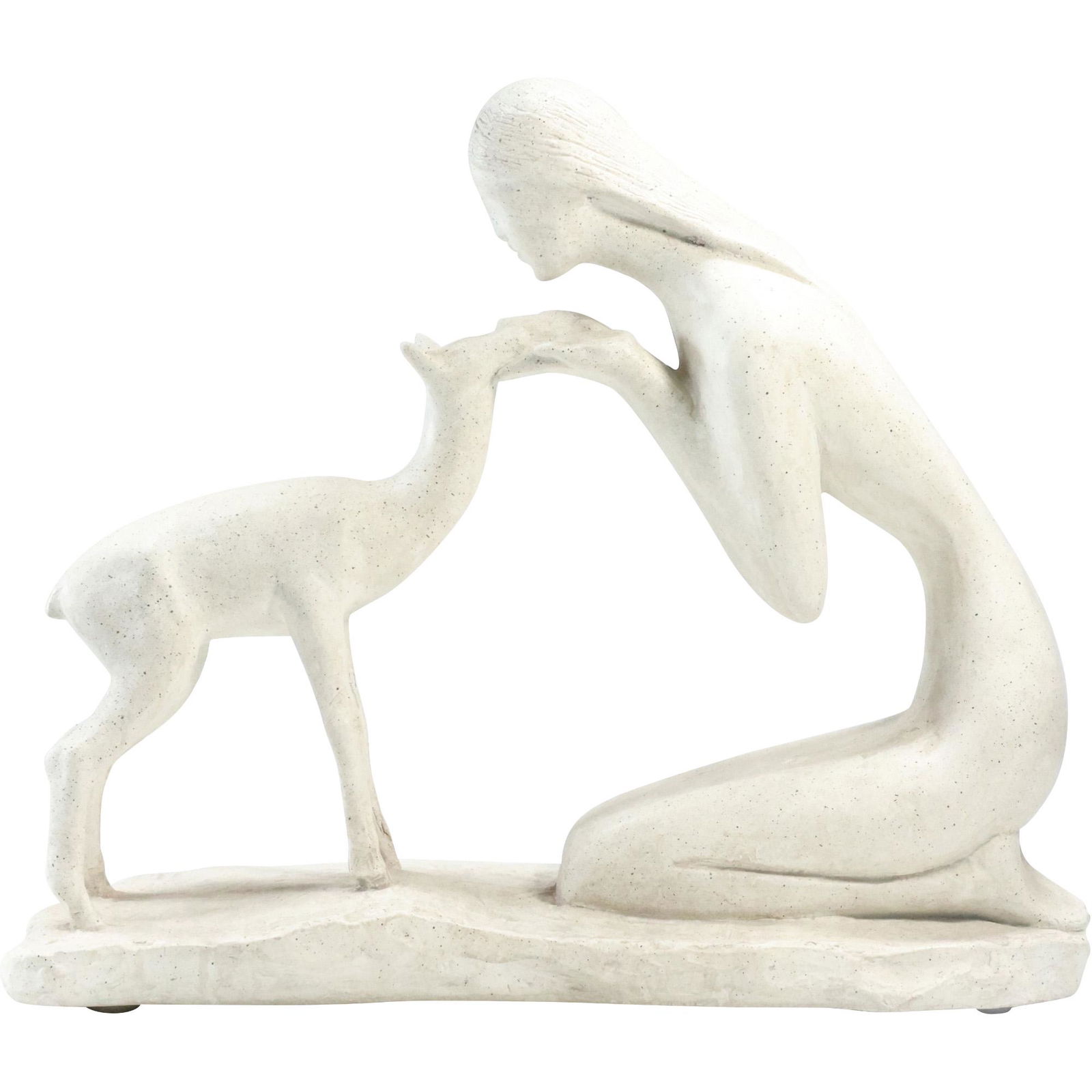 Austin Productions Sculpture Woman with Young Deer in Hard Plaster Composition (1 of 15)