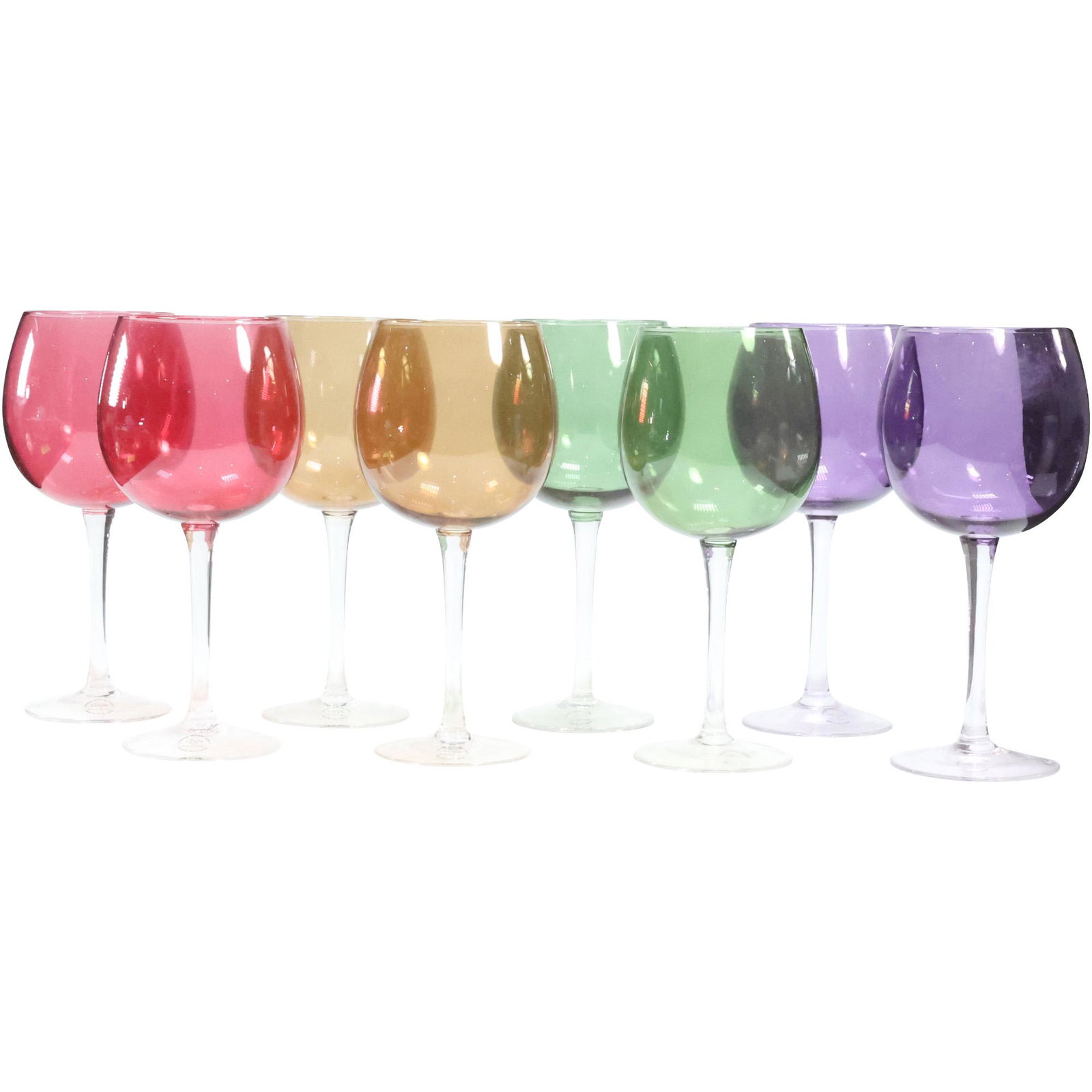 [8] LENOX Multi Colored Glass Wine Stemware: [8] LENOX Multi Colored Glass Wine Stemware. size: 9 x 3.75