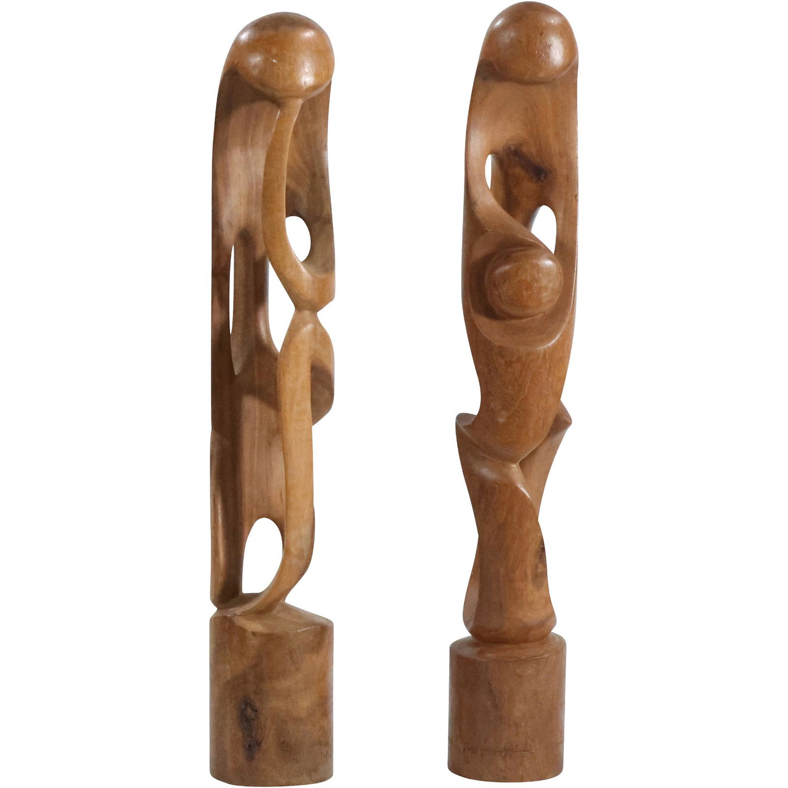 [2] Mid-Century Modern Tall Wooden Abstract Sculptures 26 inches height each (1 of 19)