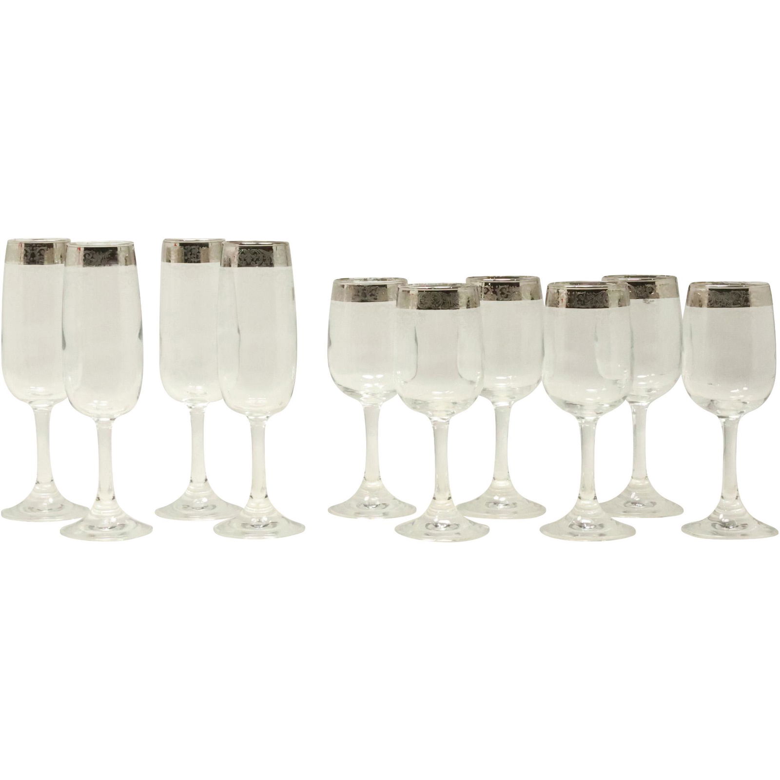 [10] Silver Rimmed Cocktail Stemware Glasses in 2 Sizes (1 of 12)