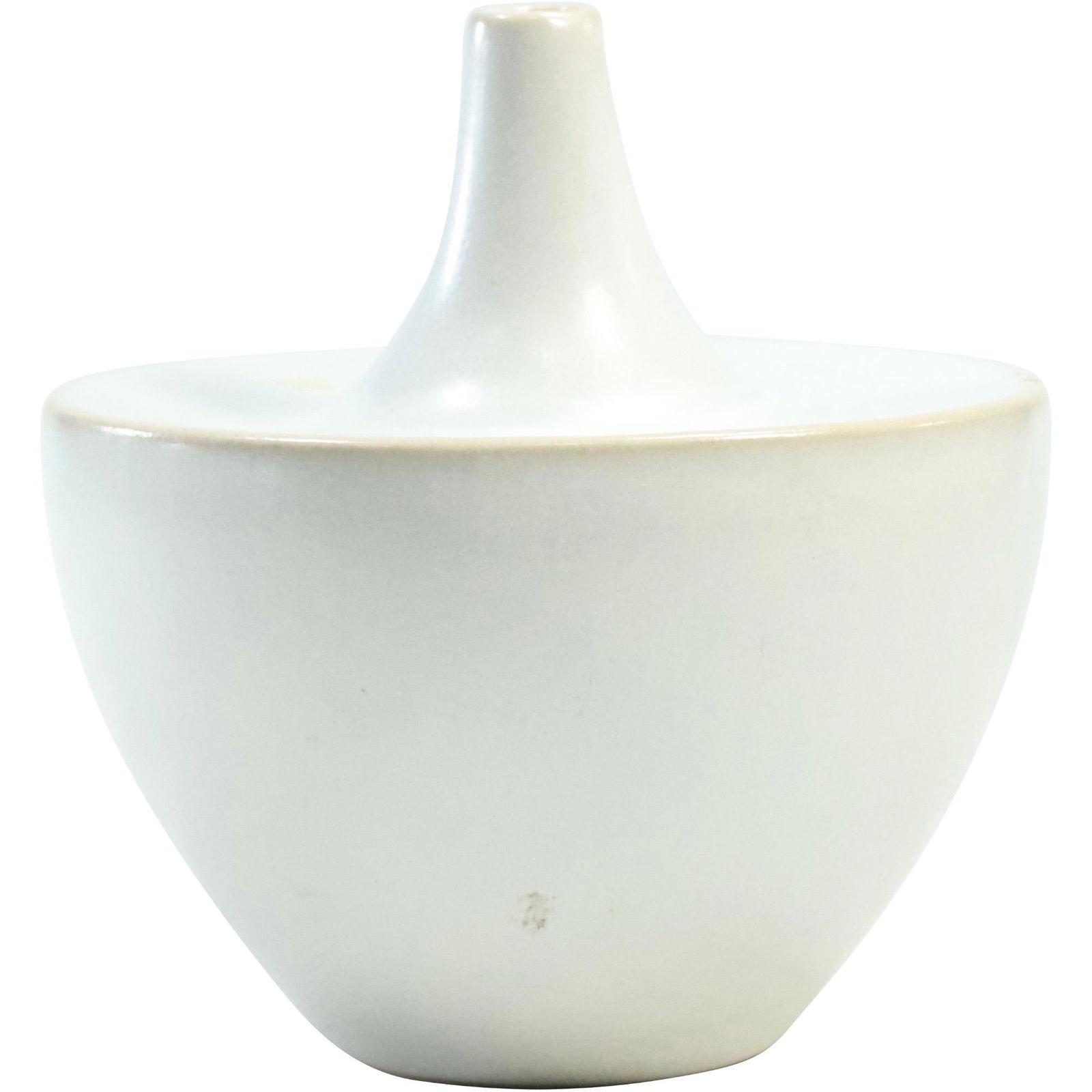 Unusual Shaped Mid-Century Modern White Pottery Vase (1 of 8)