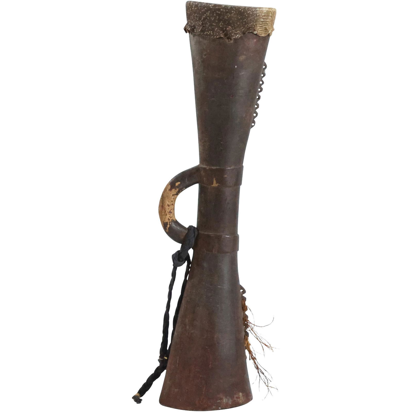 Tall Vintage African Ceremonial Drum 27 inches length (1 of 17)