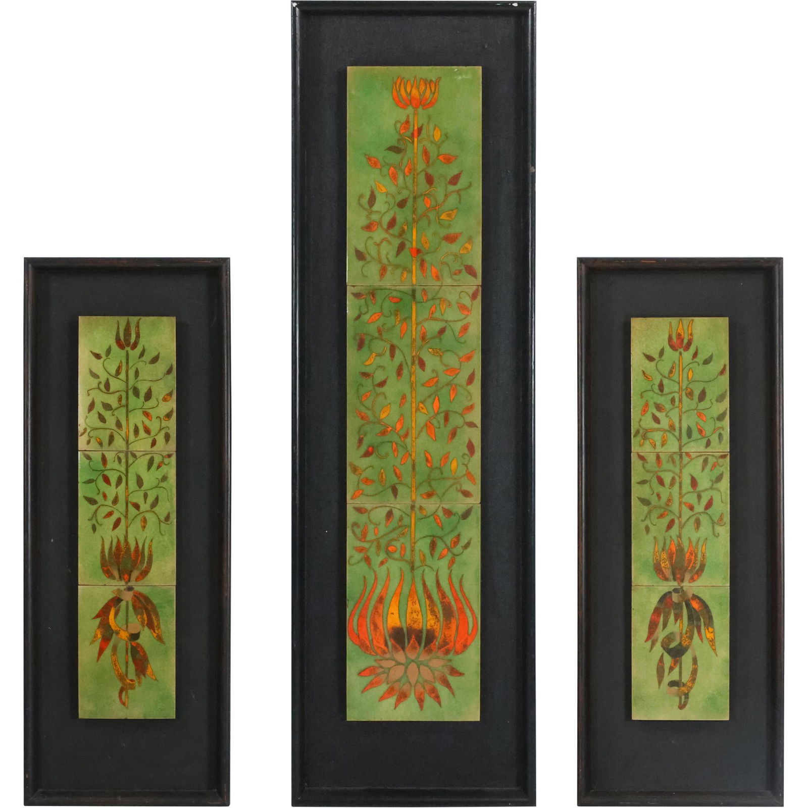 Set of 3 Quality TILE BOTANICAL WALL SCULPTURES Framed (1 of 20)