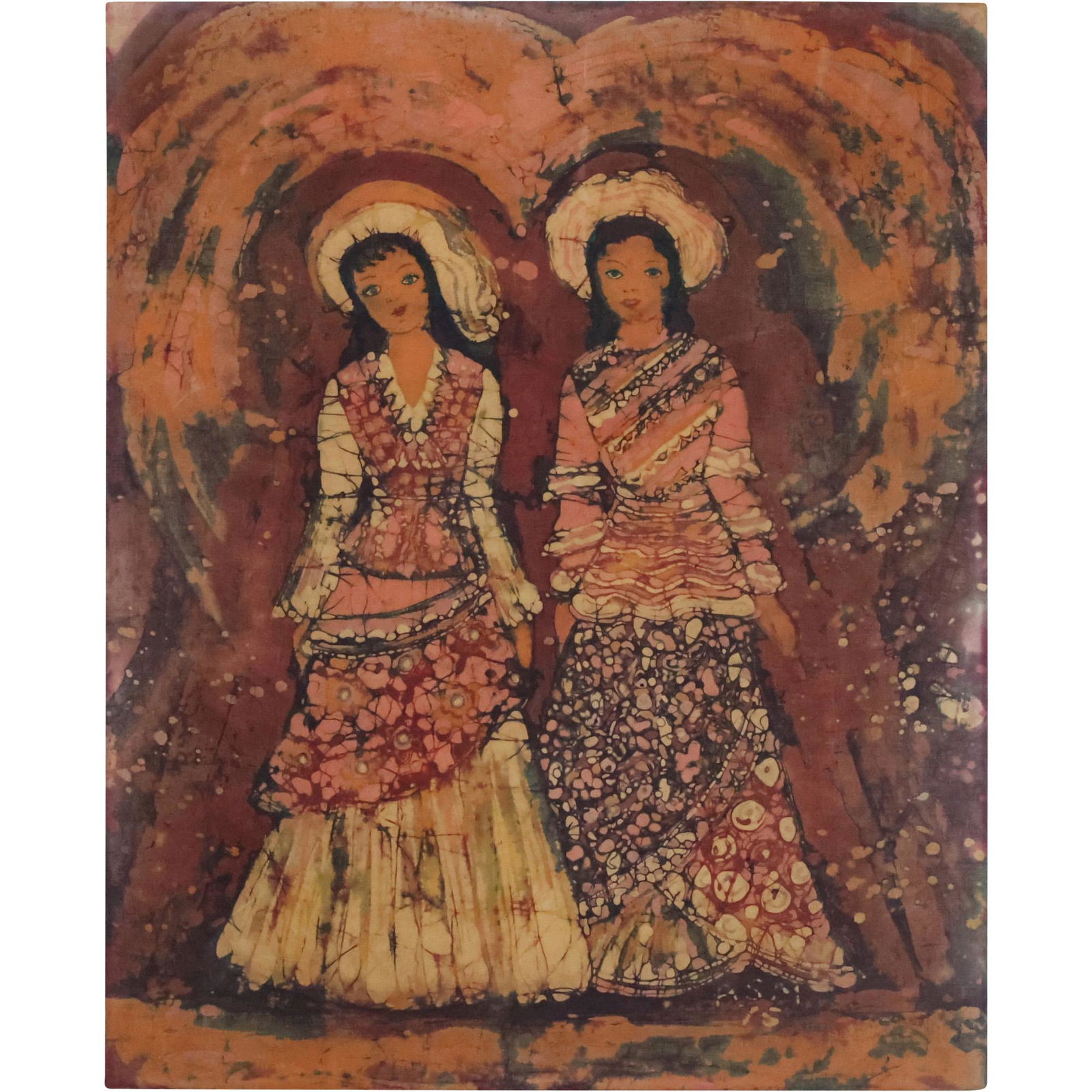 Vintage BATIK Artwork Two Fashion Women (1 of 12)
