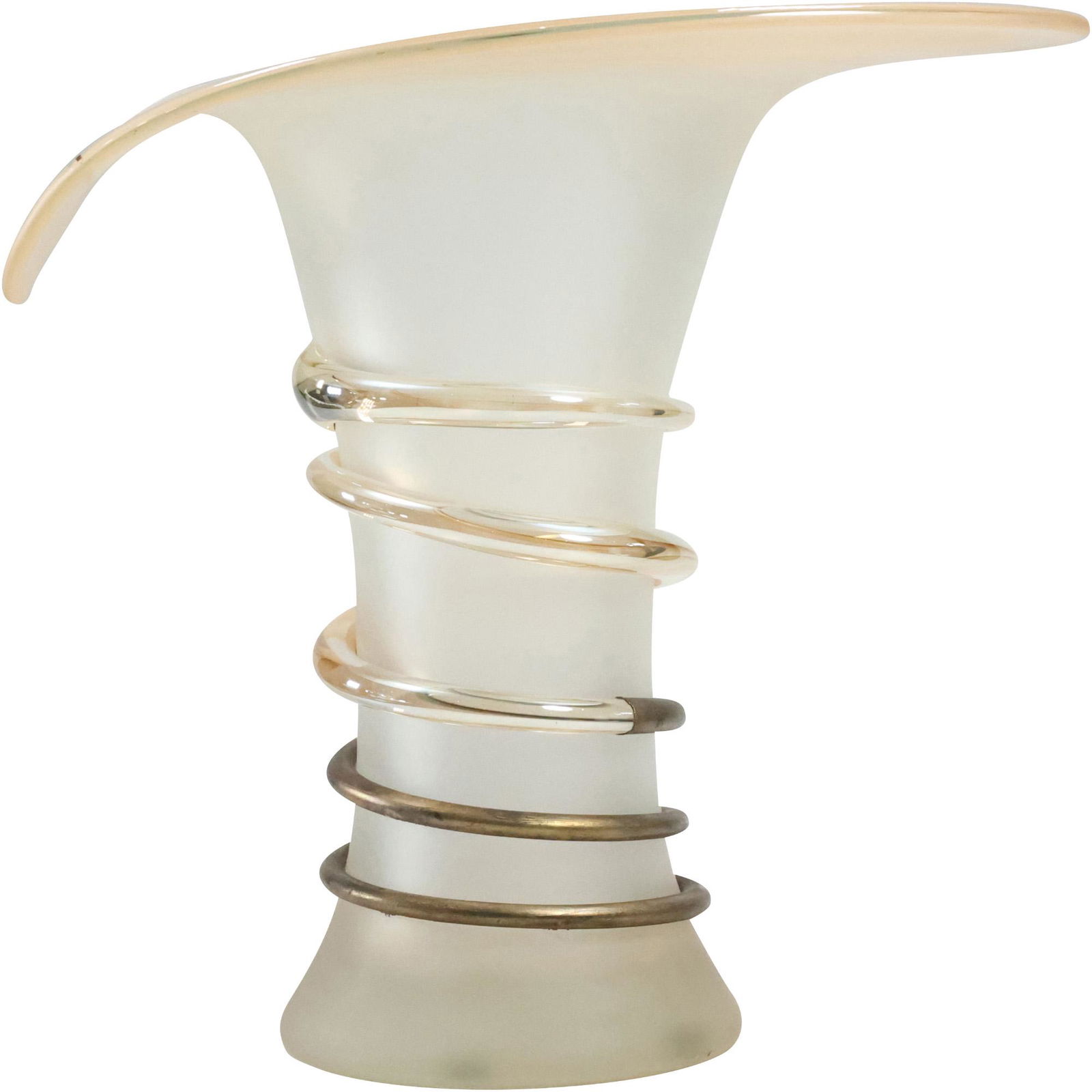 Mid-Century Modern Glass Vase with Glass Spun Ribbed Decoration 14.25 inches height (1 of 15)